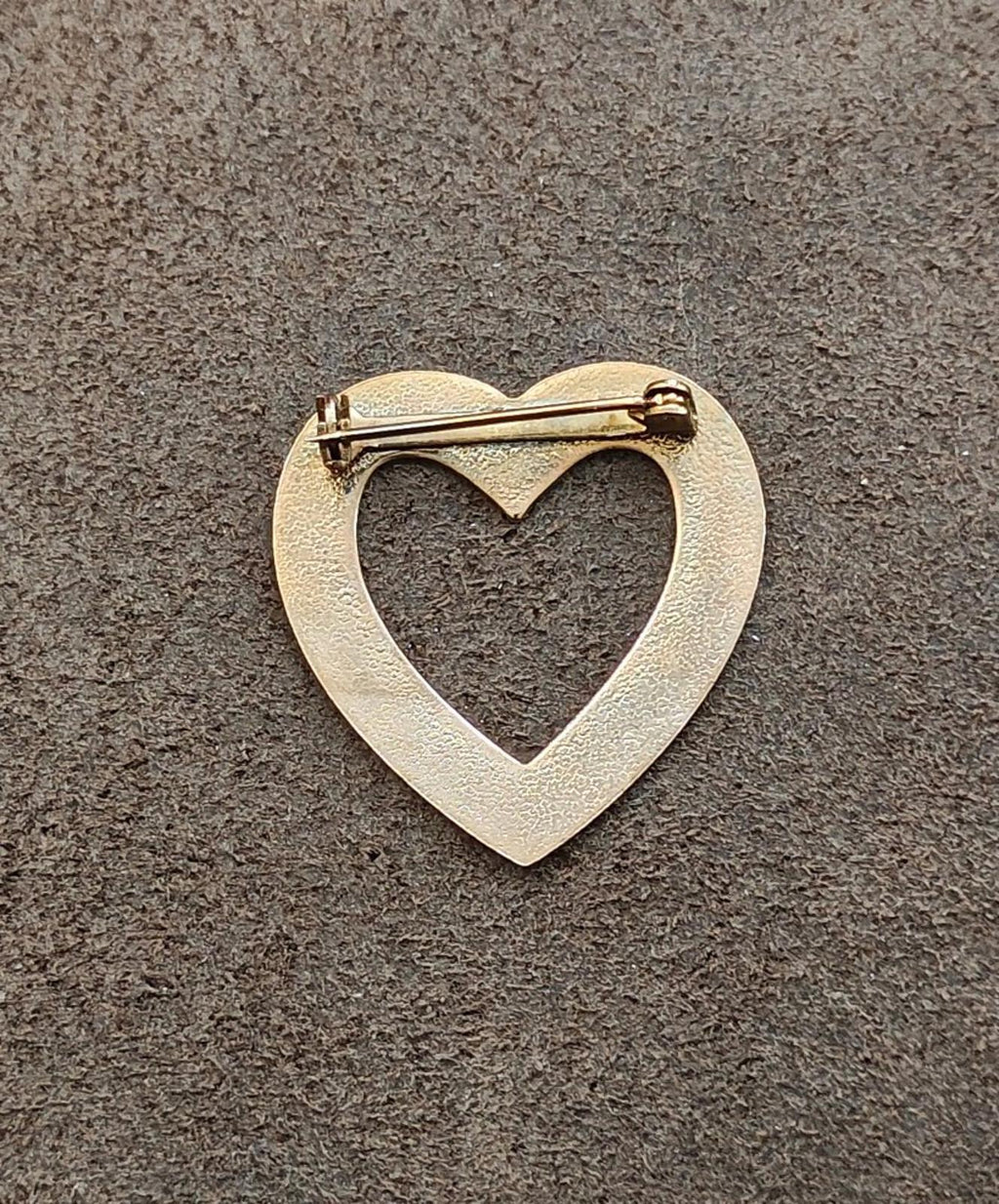 Gold heart brooch pin back with safety clasp and pin hardware