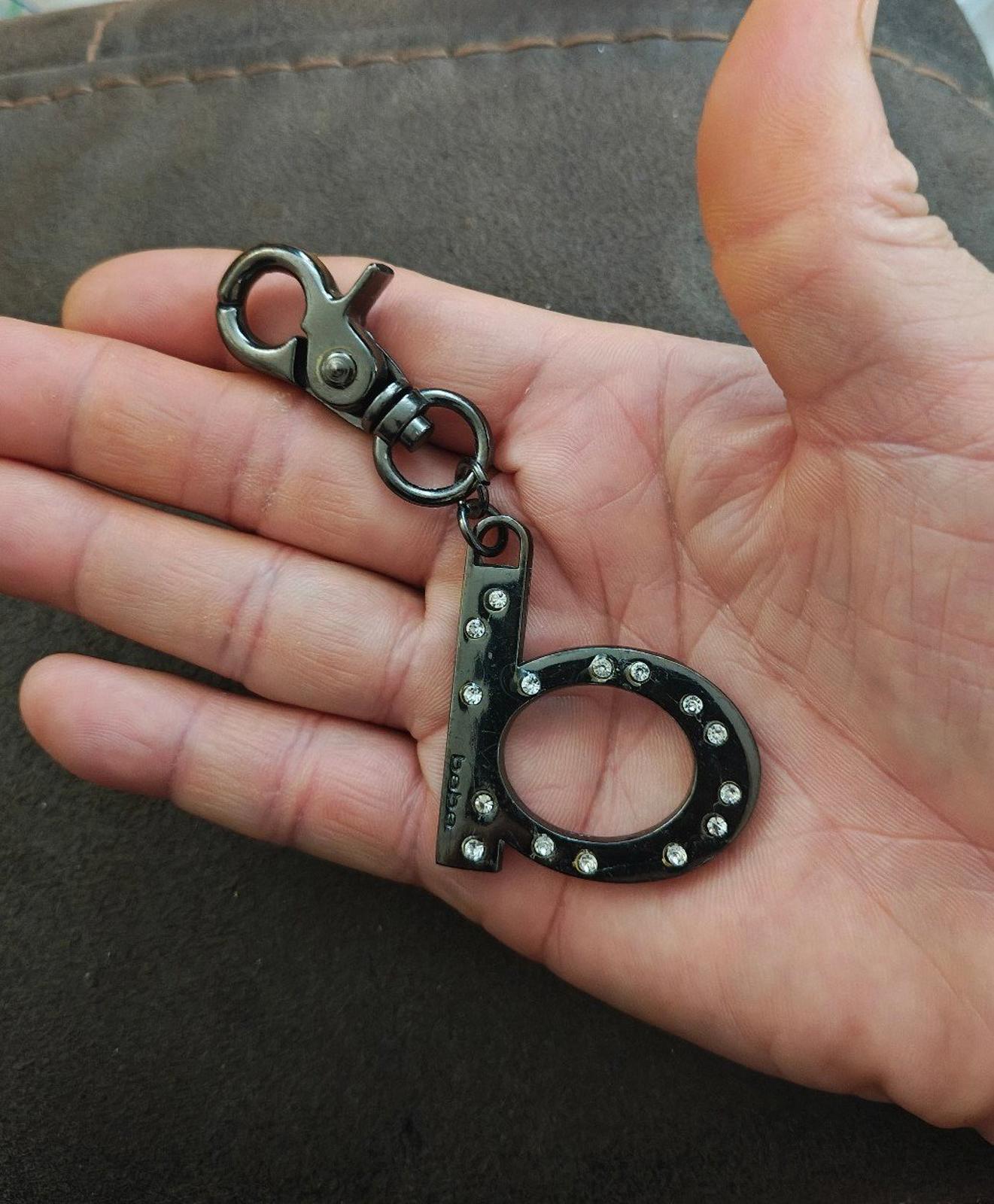 Y2K Vintage Bebe Gunmetal With Crystals Letter "B" initial Keychain