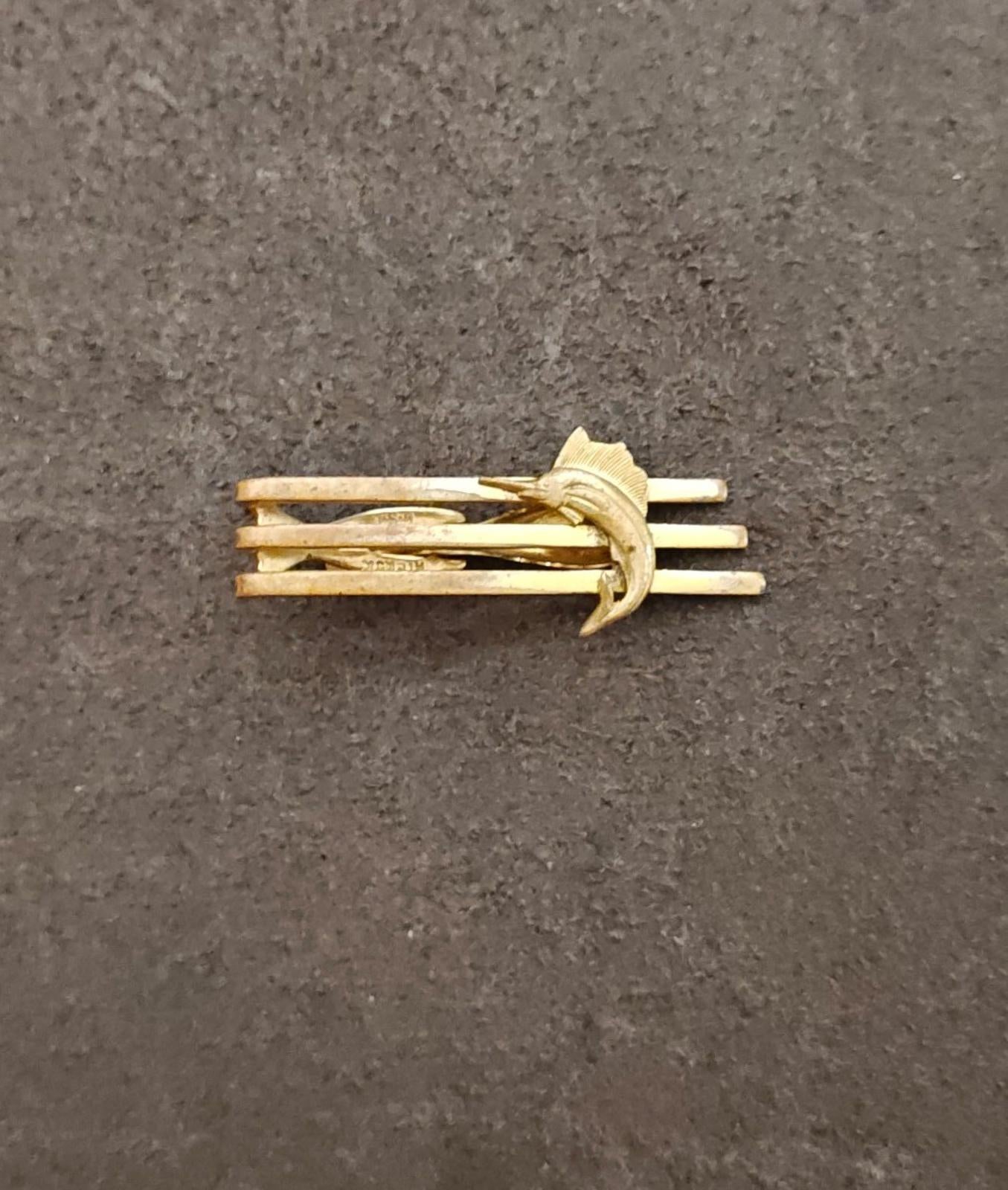1950s Rare Hickok Brass Marlin/Sailfish Tie Clip/Tie Bar