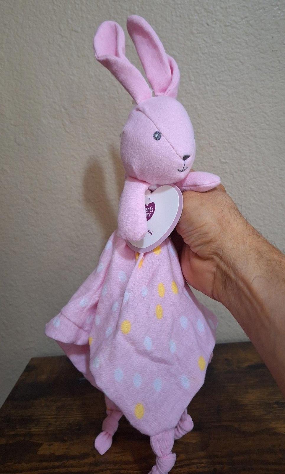 Pink Bunny Security Blanket Lovey Pink Baby Easter Rattle Plush
