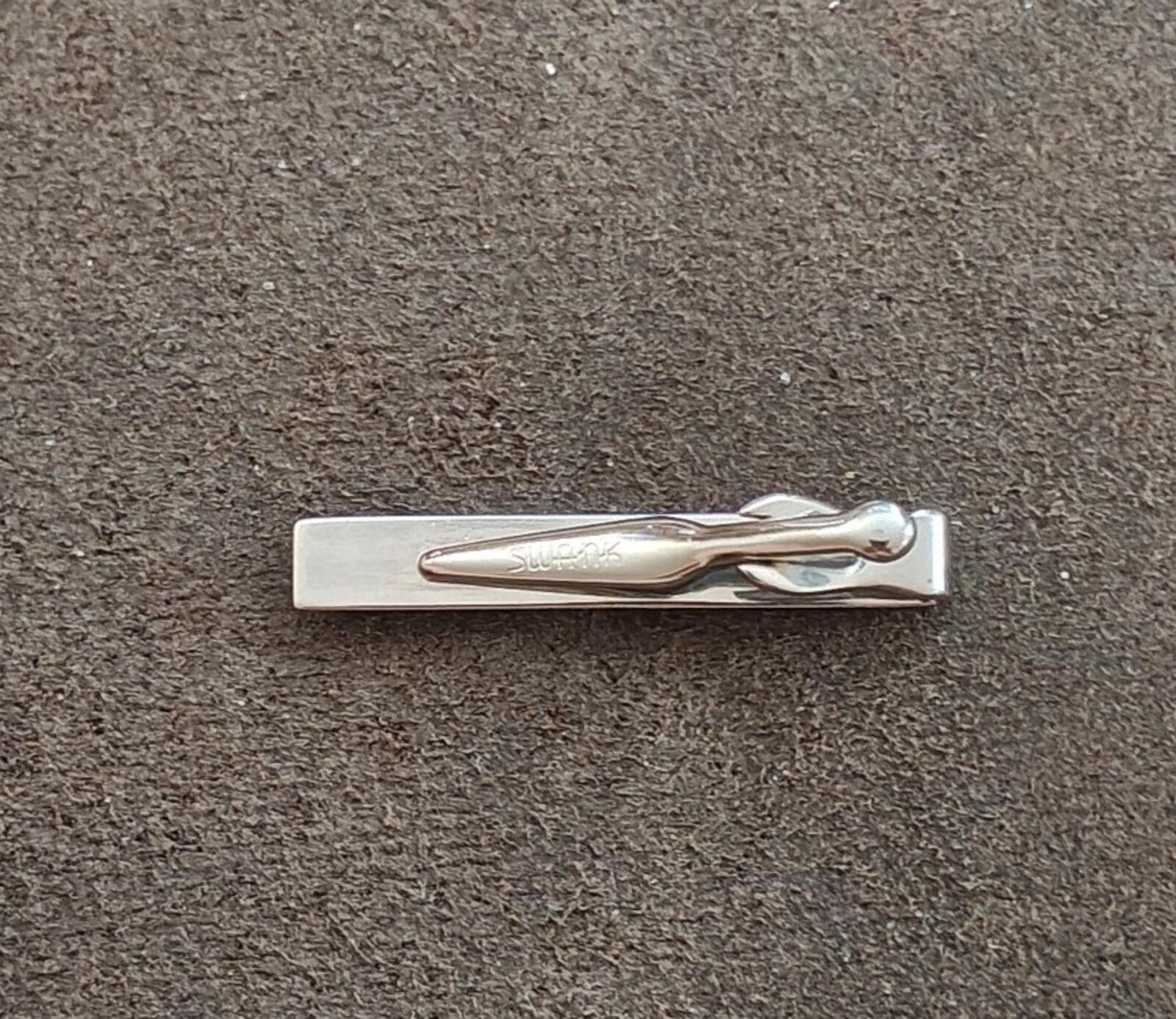 1960s Swank Silver Tone Textured With Centered Pearl