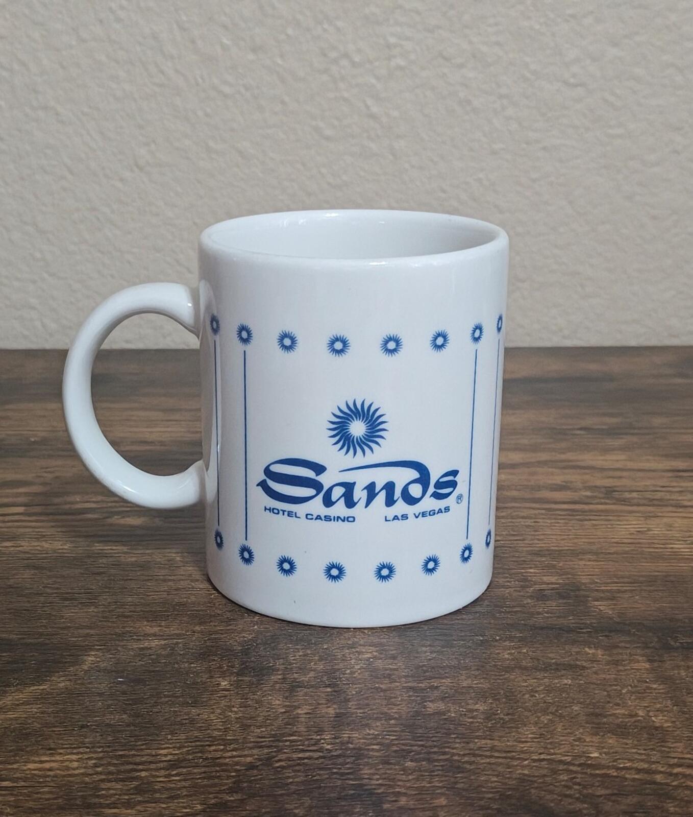 1970s/80s Sands Hotel & Casino Las Vegas  White & Blue 10 oz Ceramic Mug