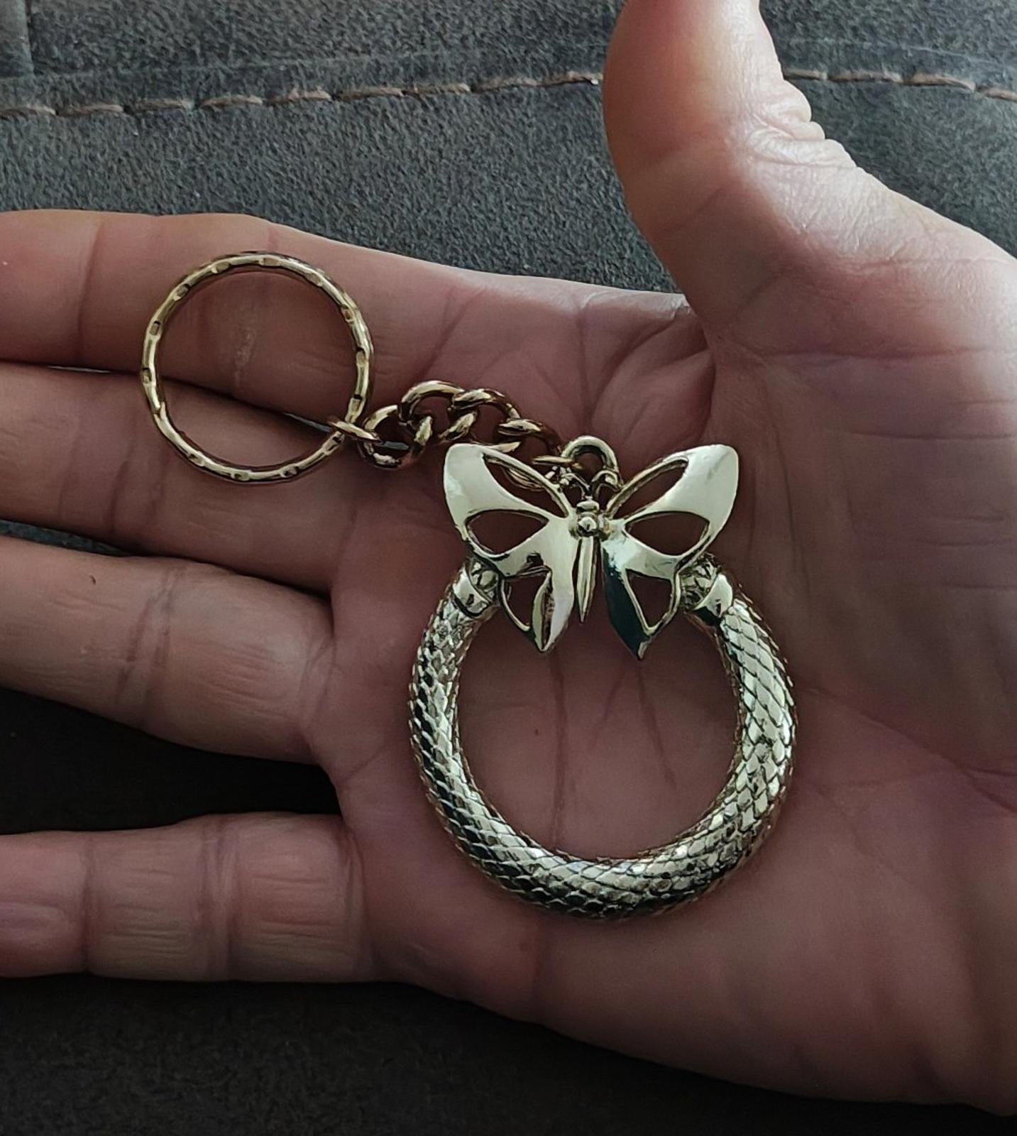 Pretty Gold Tone Butterfly Keychain