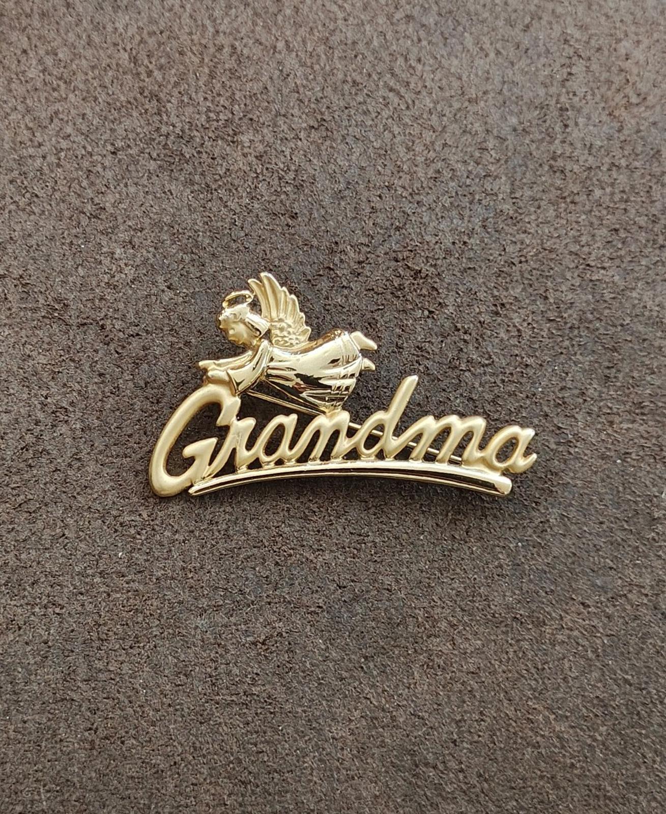 1980s Signed Danecraft Grandma Angel Gold Tone Brooch