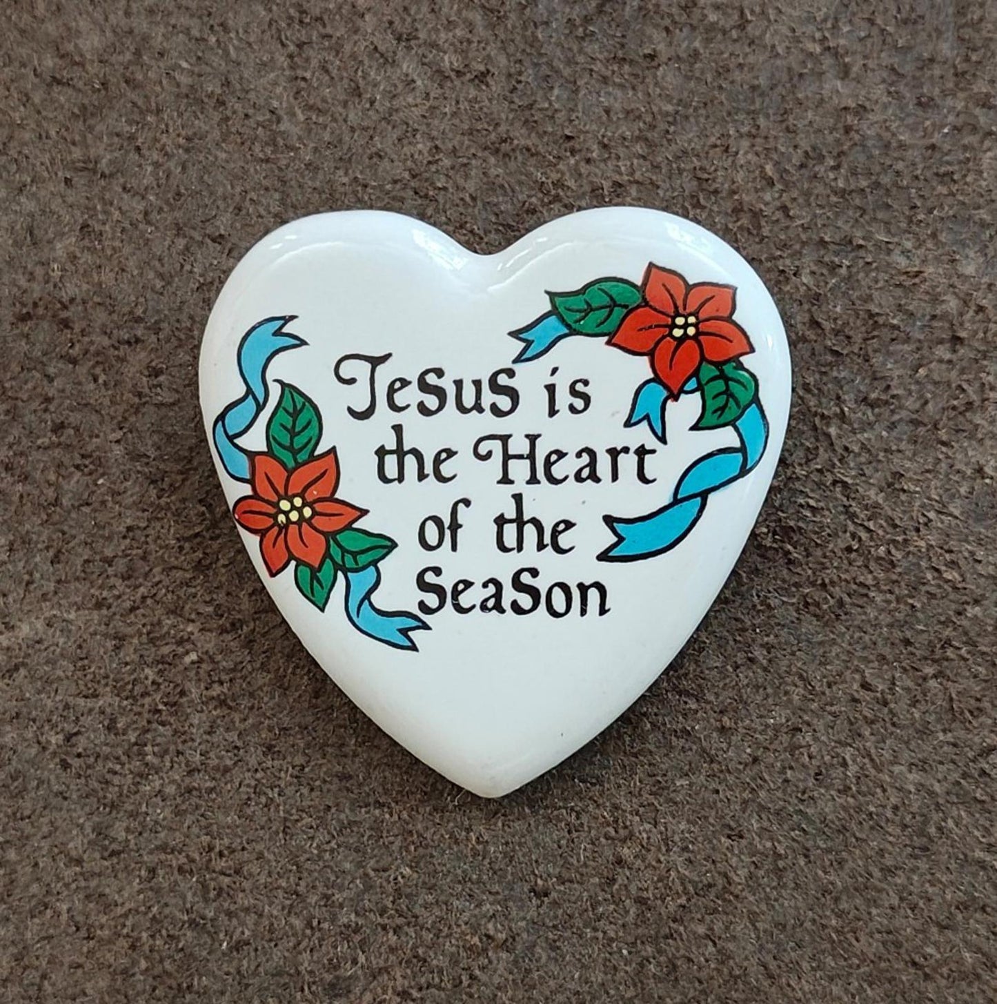 1994 House of Lloyd Jesus is the Heart of the Season Ceramic Pin