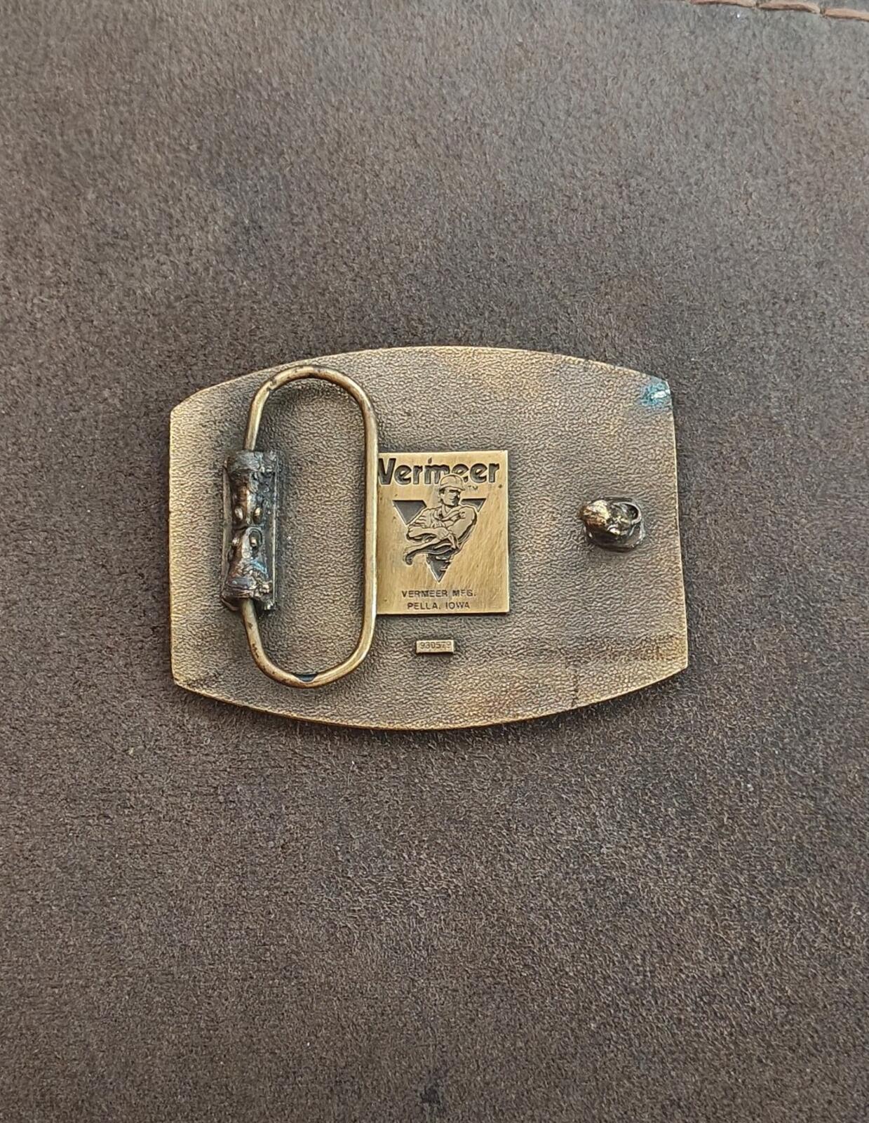 1970s/80s Vermeer Manufacturing Company Solid Brass Advertising Belt Buckle