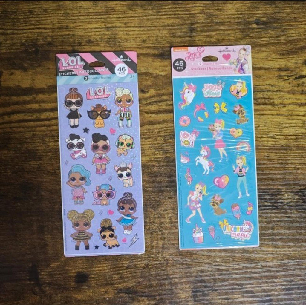 Set Of 1 pack of L.O.L. Surprise! Sticker Sheets. And 1 JoJo Siwa Sticker Sheets