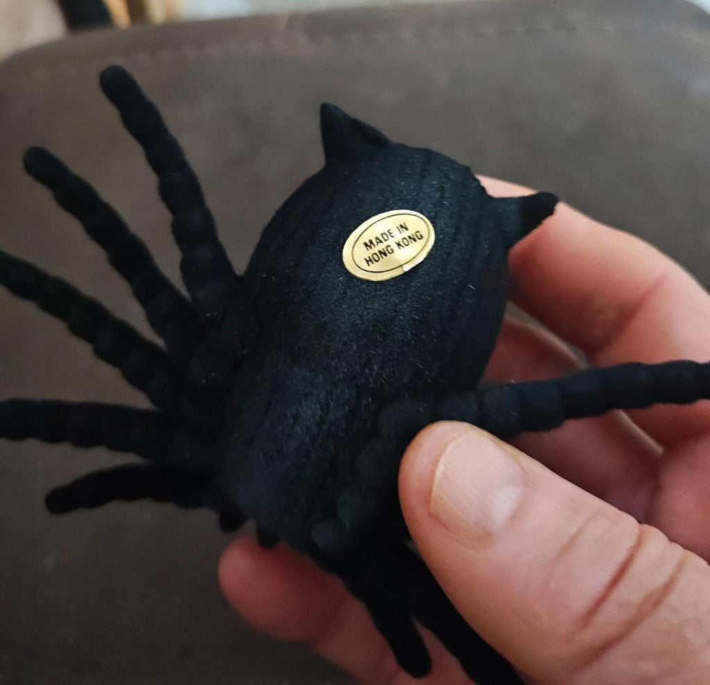 1960s Flocked Spooky Black Halloween Spider