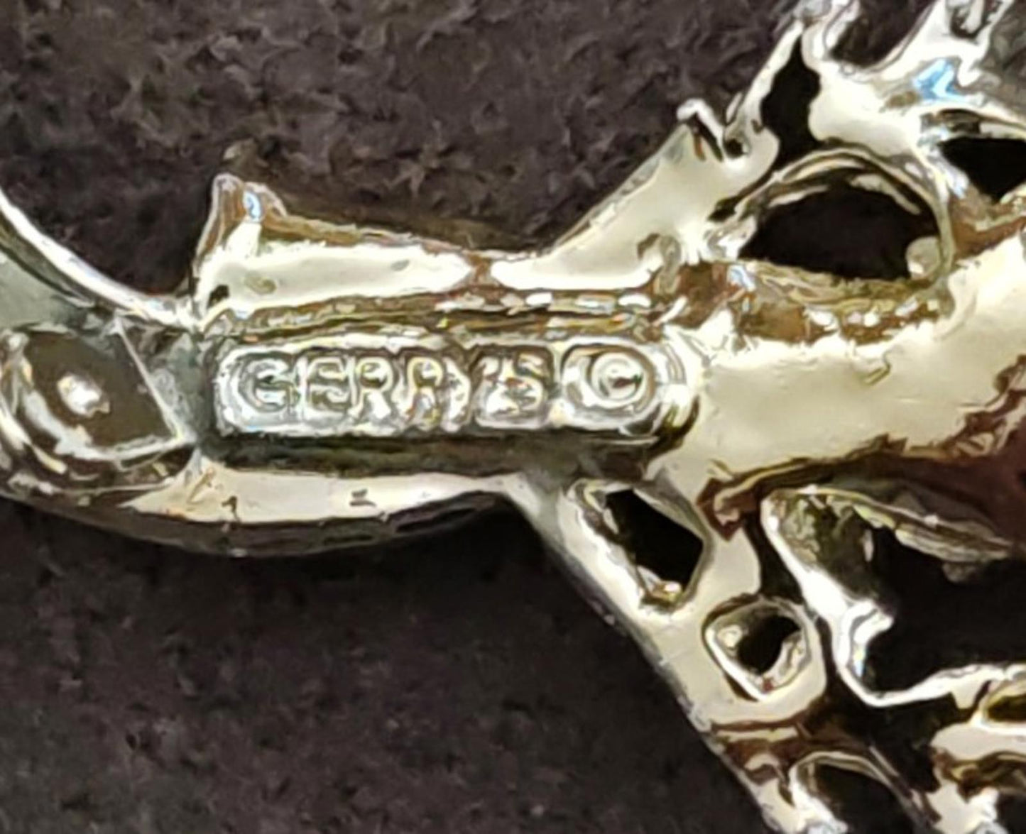 1960s Signed Gerry's Christmas Reindeer Gold Tone Enamel Brooch