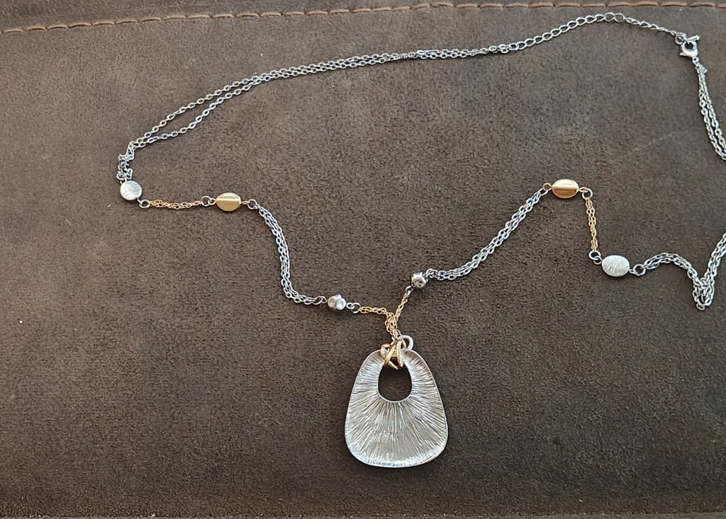 1980s Two Tone Statement Pendant Necklace