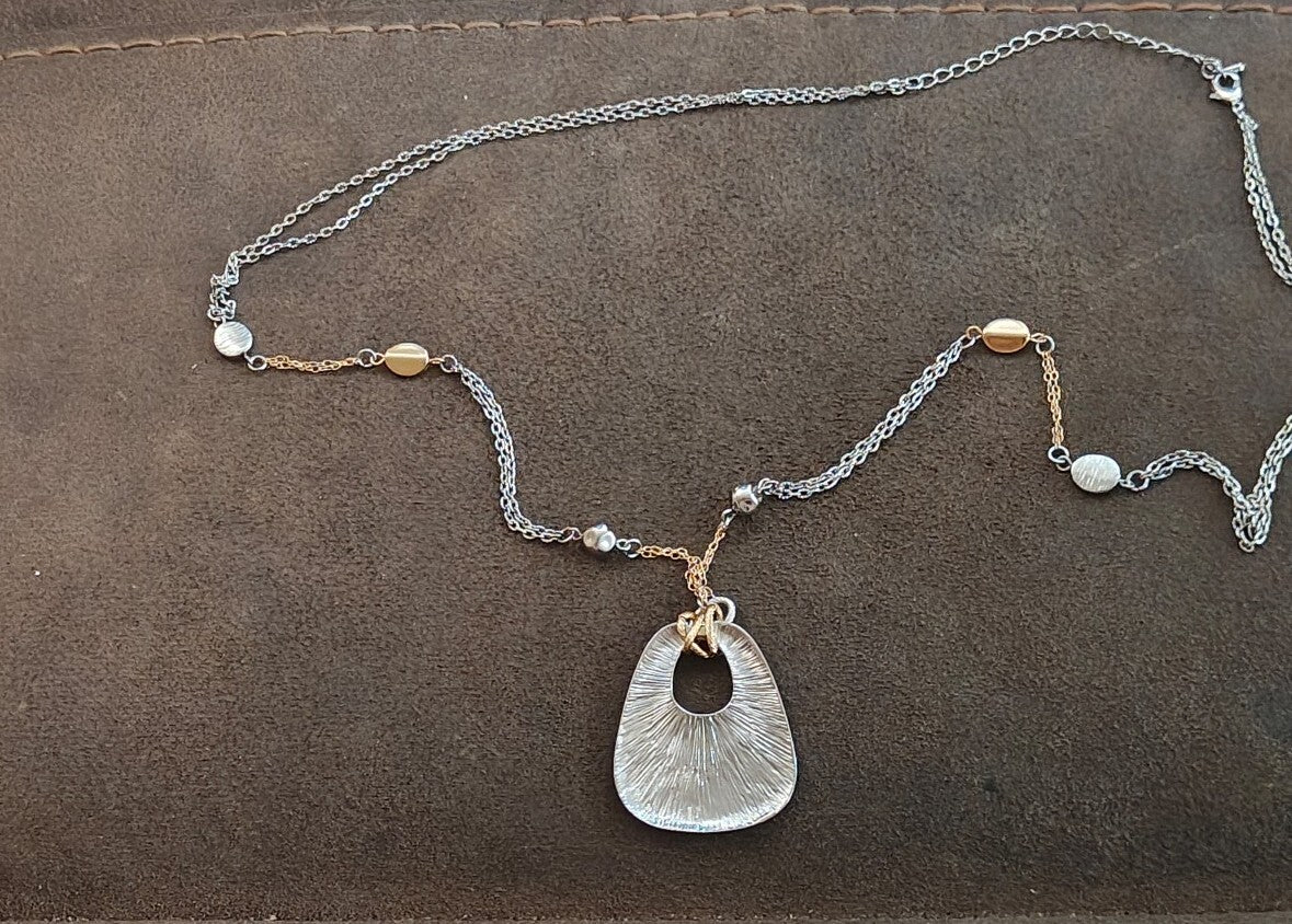 1980s Two Tone Statement Pendant Necklace