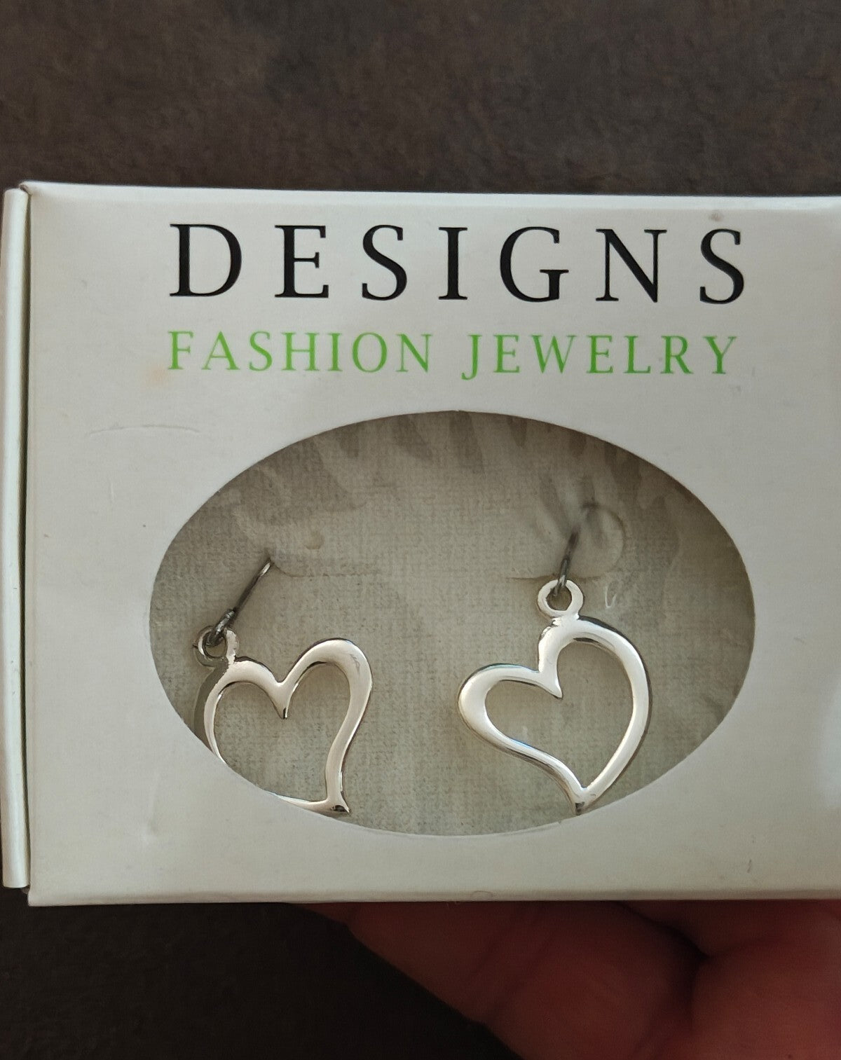 Shiny Silver Tone Open Heart Dangle With Fishhook Ear Wires NWT