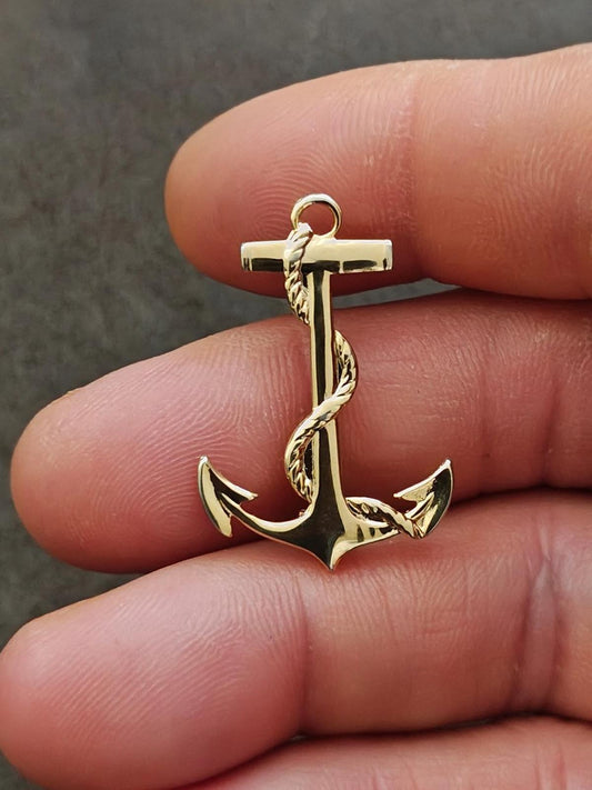 Gold Tone Anchor Pin & Pendant