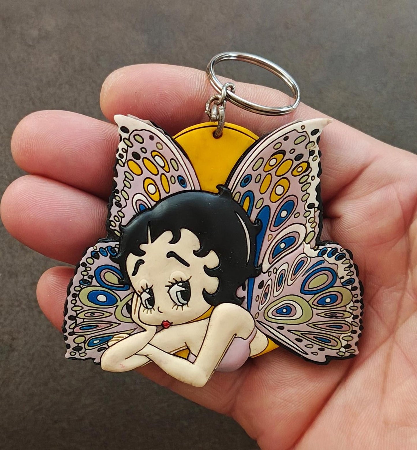 1997 Betty Boop With Butterfly Wings Rubber Keychain