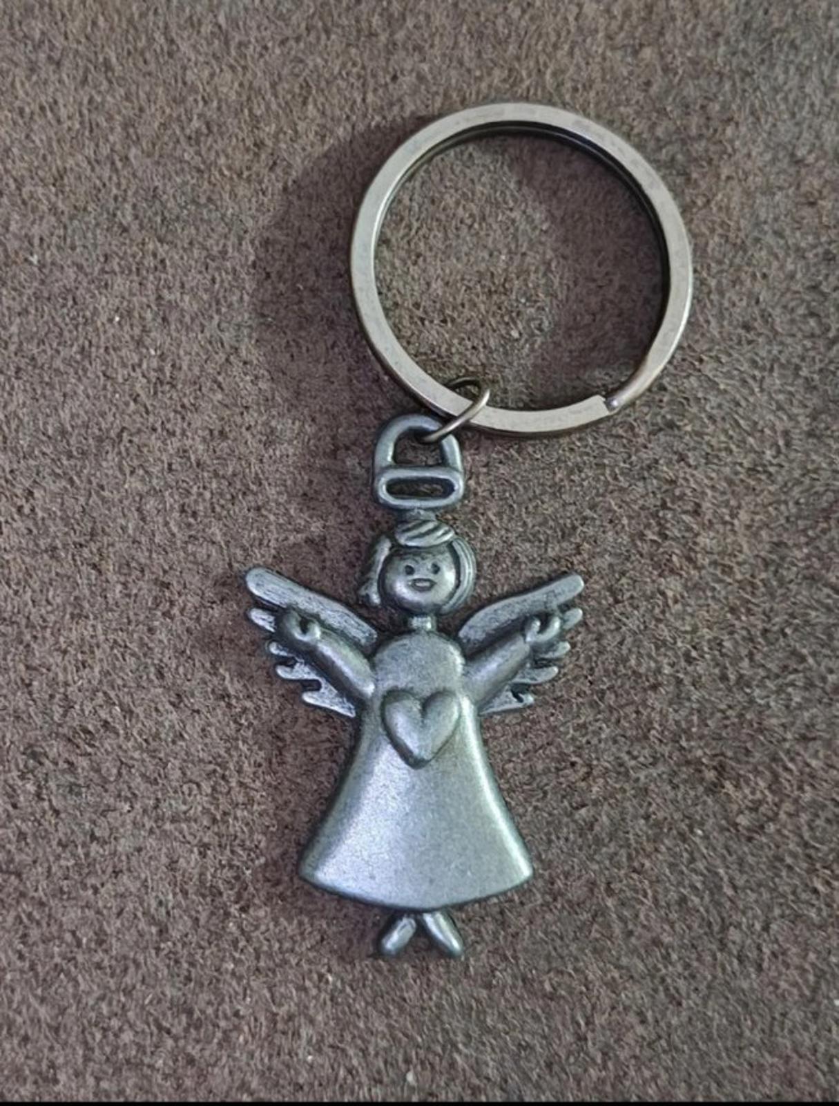 1990's Pewter Angel Keychain