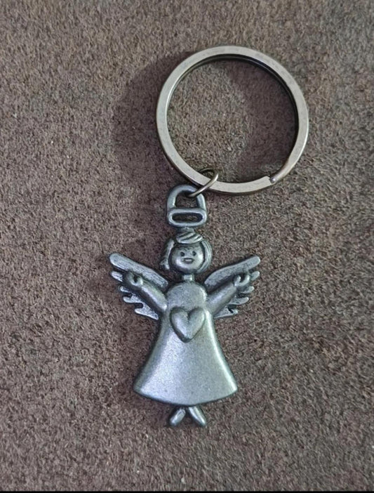 1990's Pewter Angel Keychain