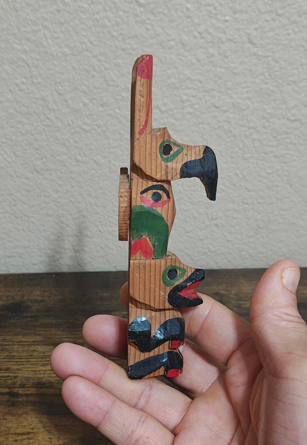 1970s Hand Carved Model Totem Pole