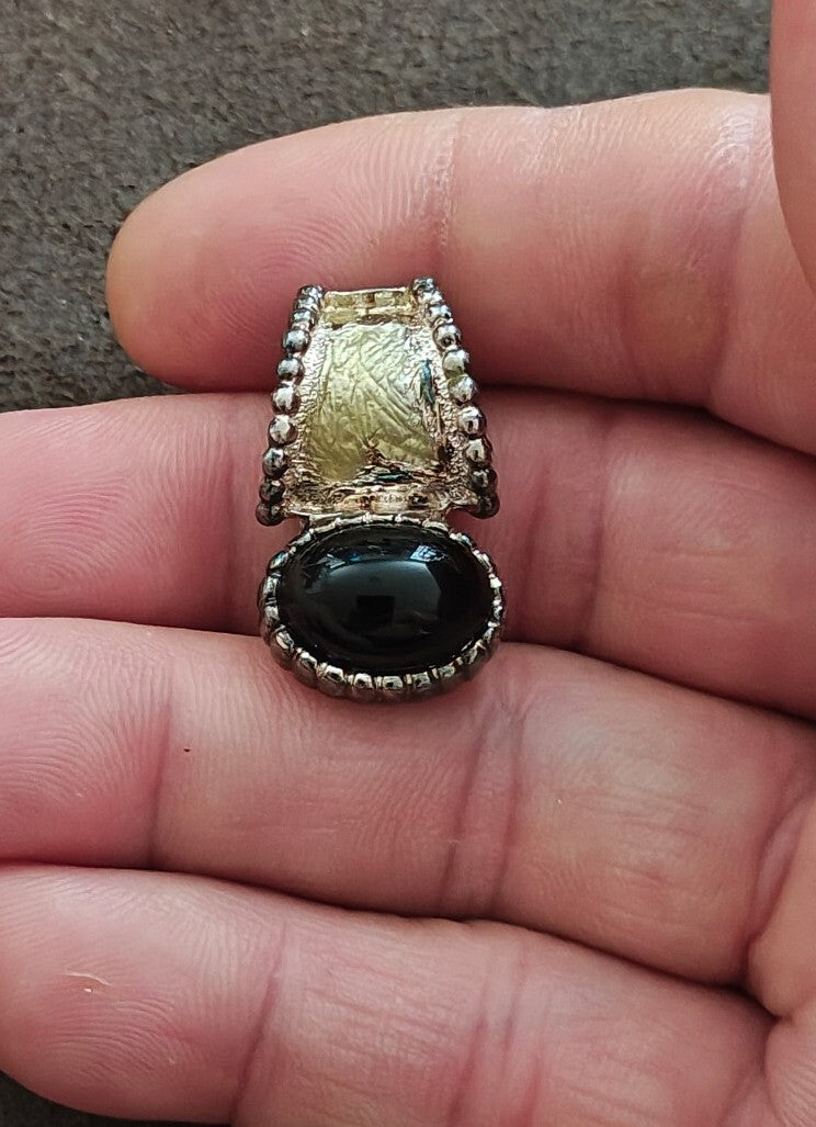 1990s Premier Designs "Mira" Two Tone Slide Pendant.