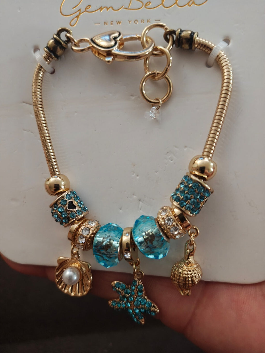 Gem Bella New York Gold Tone Ocean Themed Charm Bracelet New