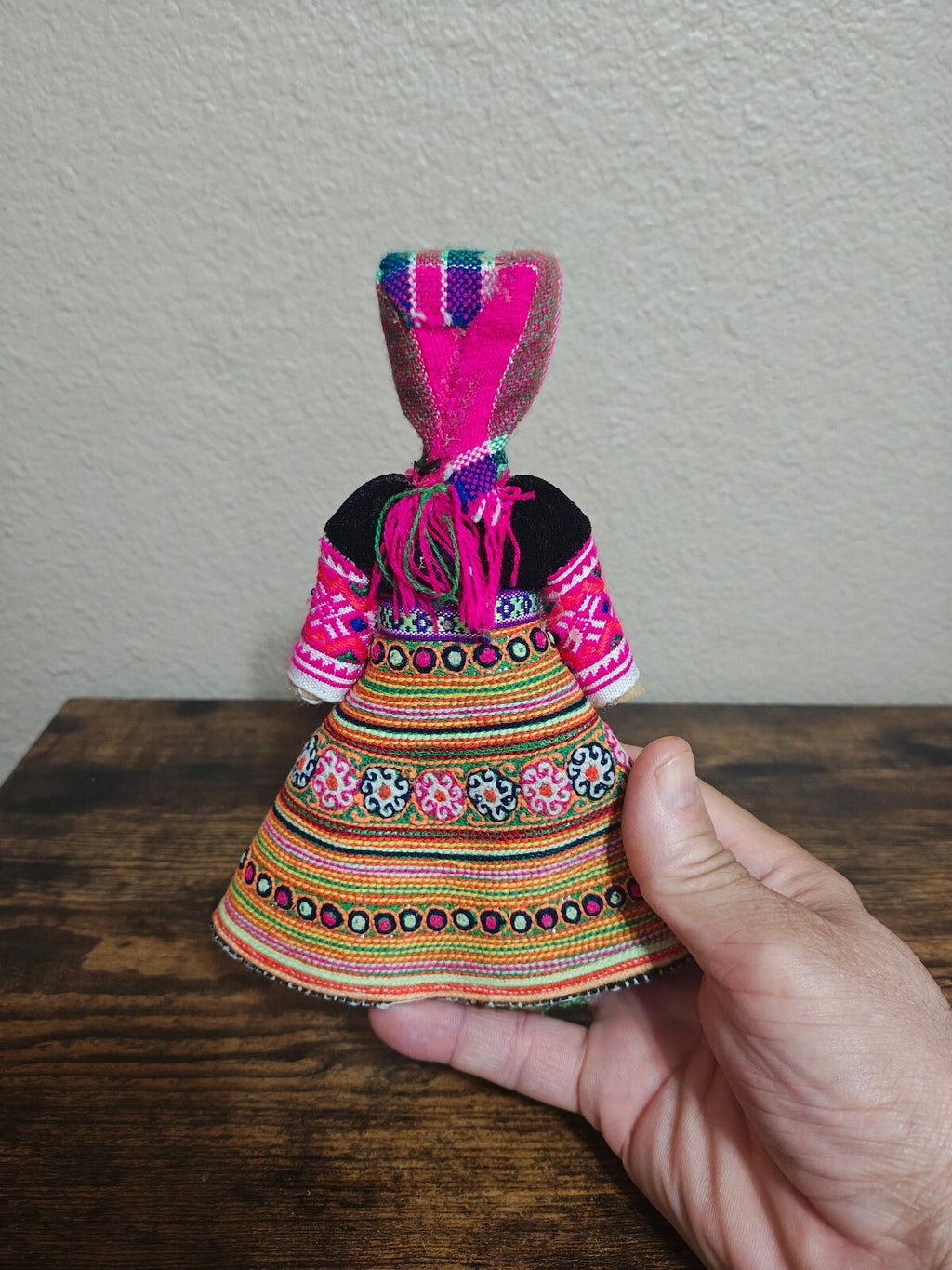 1970s Handmade Hmong Doll Folk Art In Traditional Dress