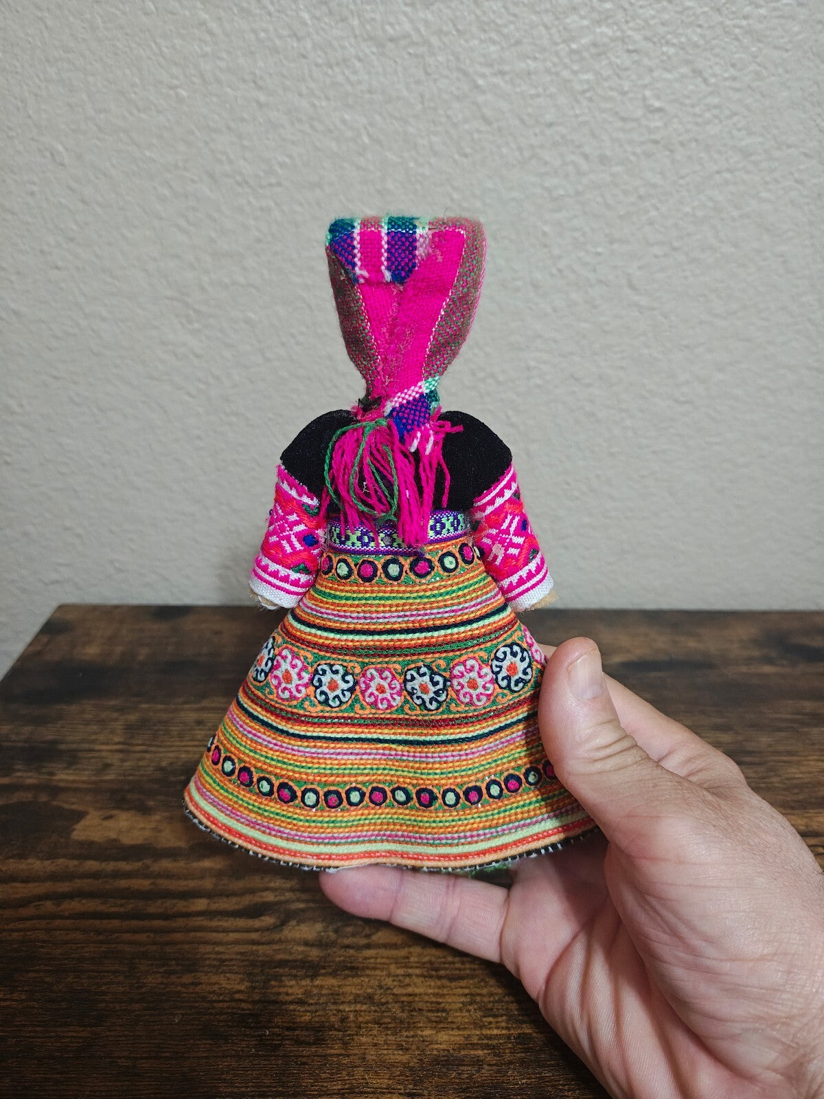 1970s Handmade Hmong Doll Folk Art In Traditional Dress