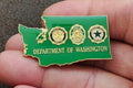 Green enamel Washington state outline gold-tone American Legion pin