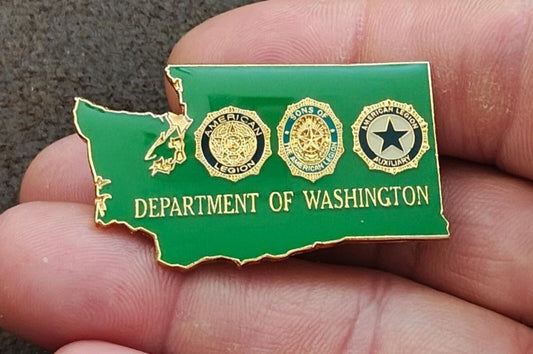 1990s American State Of Washington Gold Tone Green Enamel Pin