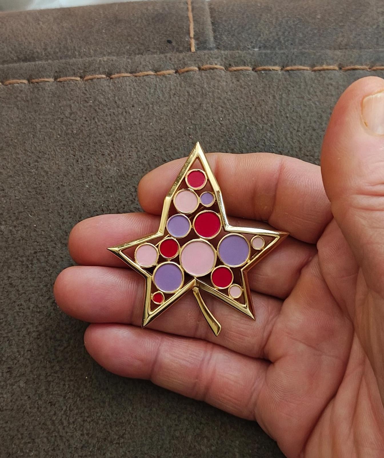 1960s Crown Trifari "Confetti Colors" Leaf Brooch