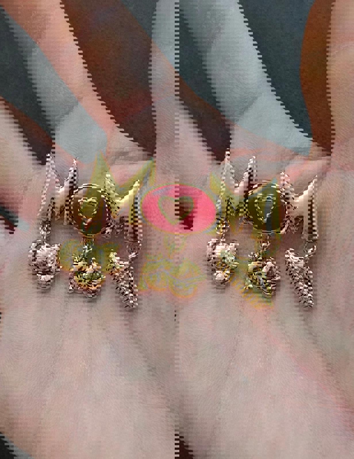 1990's MOM Gold Tone Red Enamel Brooch Pin