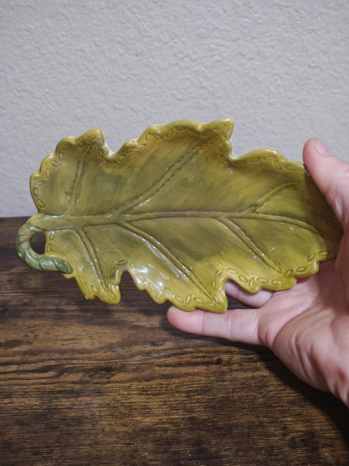 1950s/60s Glazed Ceramic Leaf Dish