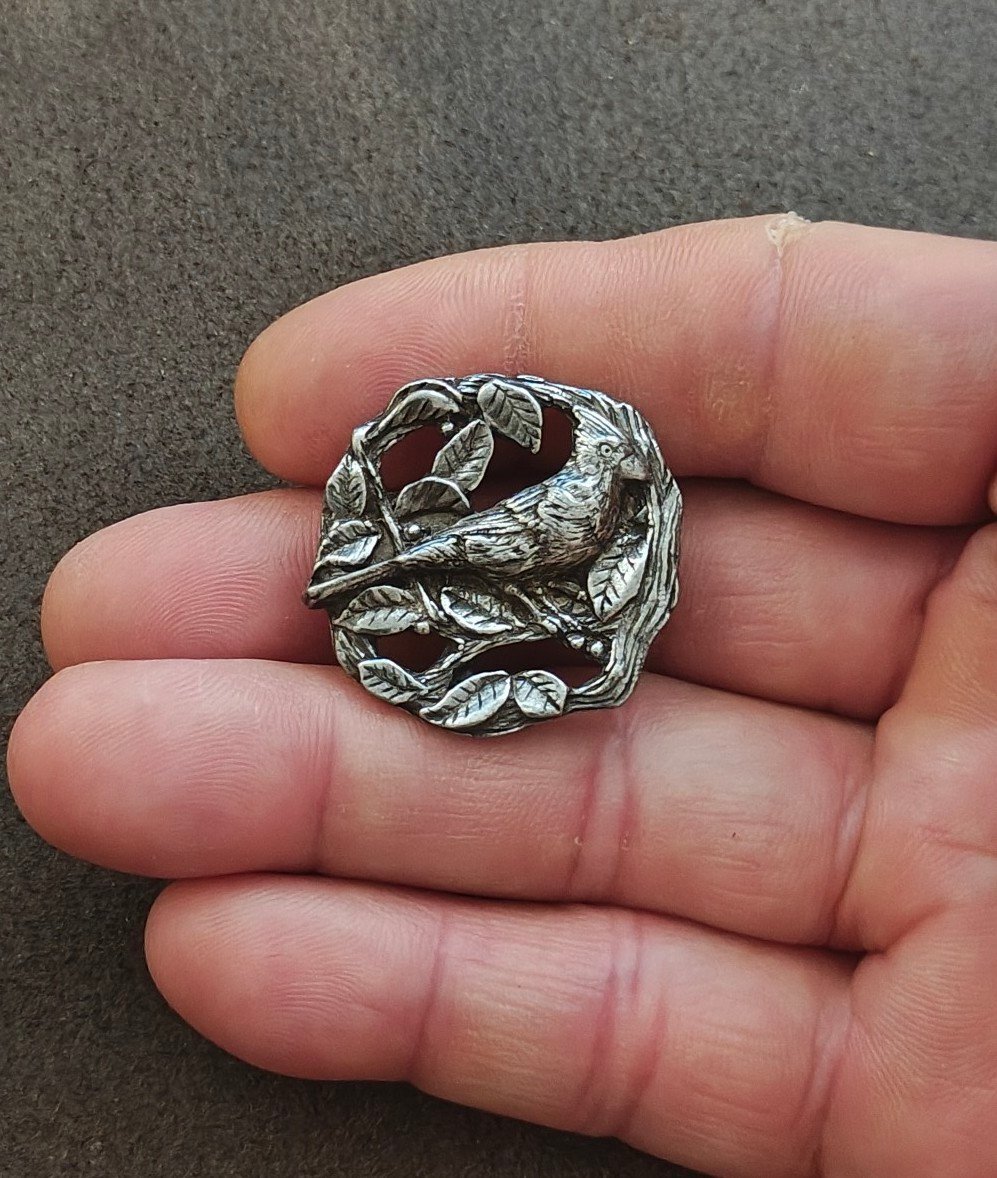 1999 Birds & Blooms Limited Edition Pewter Cardinal Bird Brooch Pin