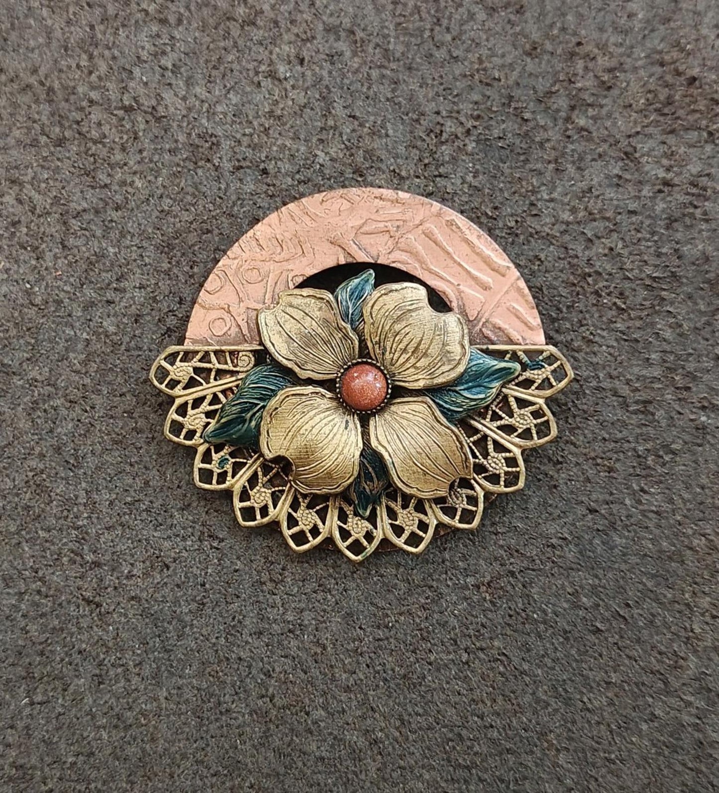 1980s Handcrafted Silver Forest Dogwood Brooch