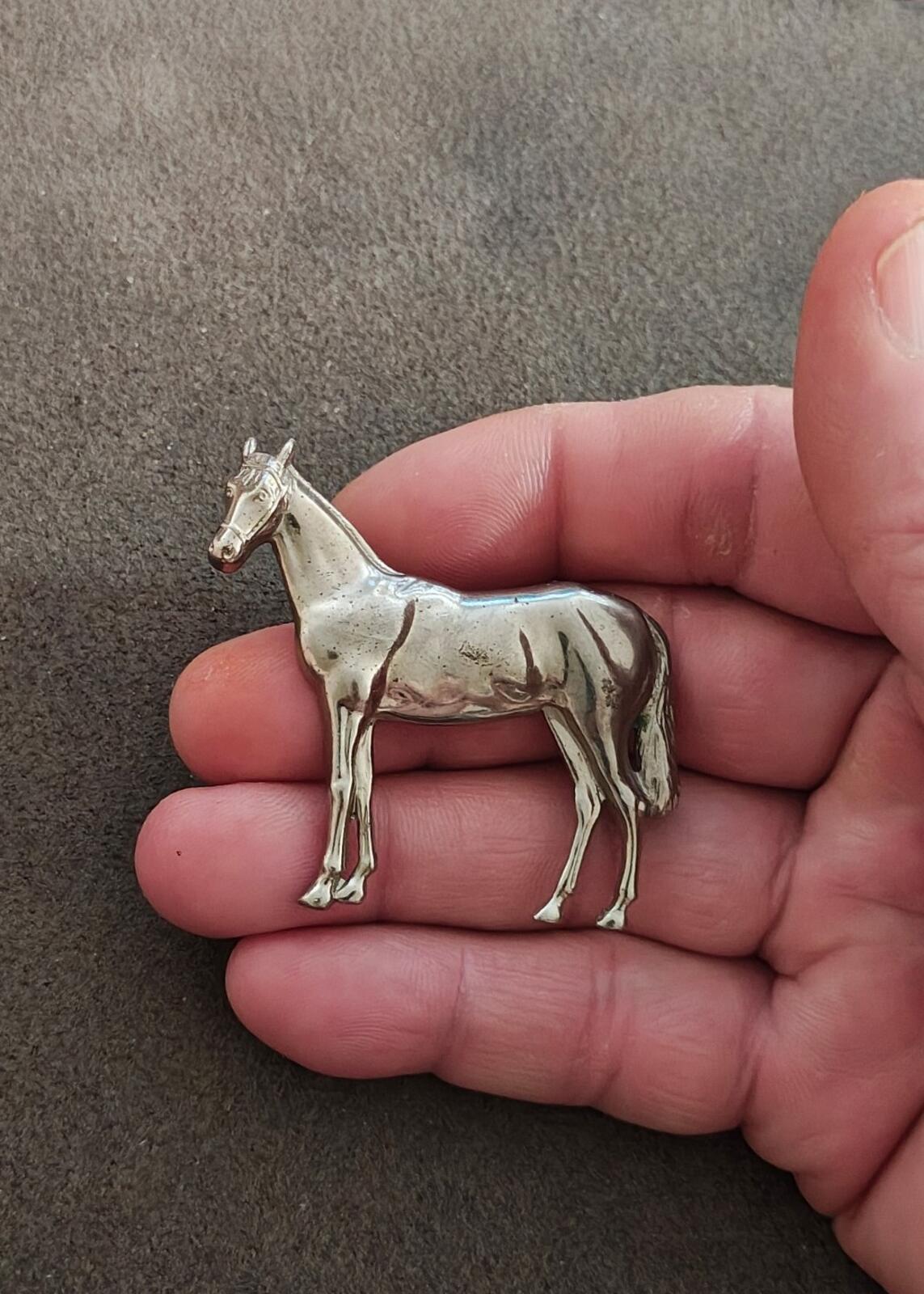 1950s/60s Equestrian Horse/Horse Silver Tone Brooch