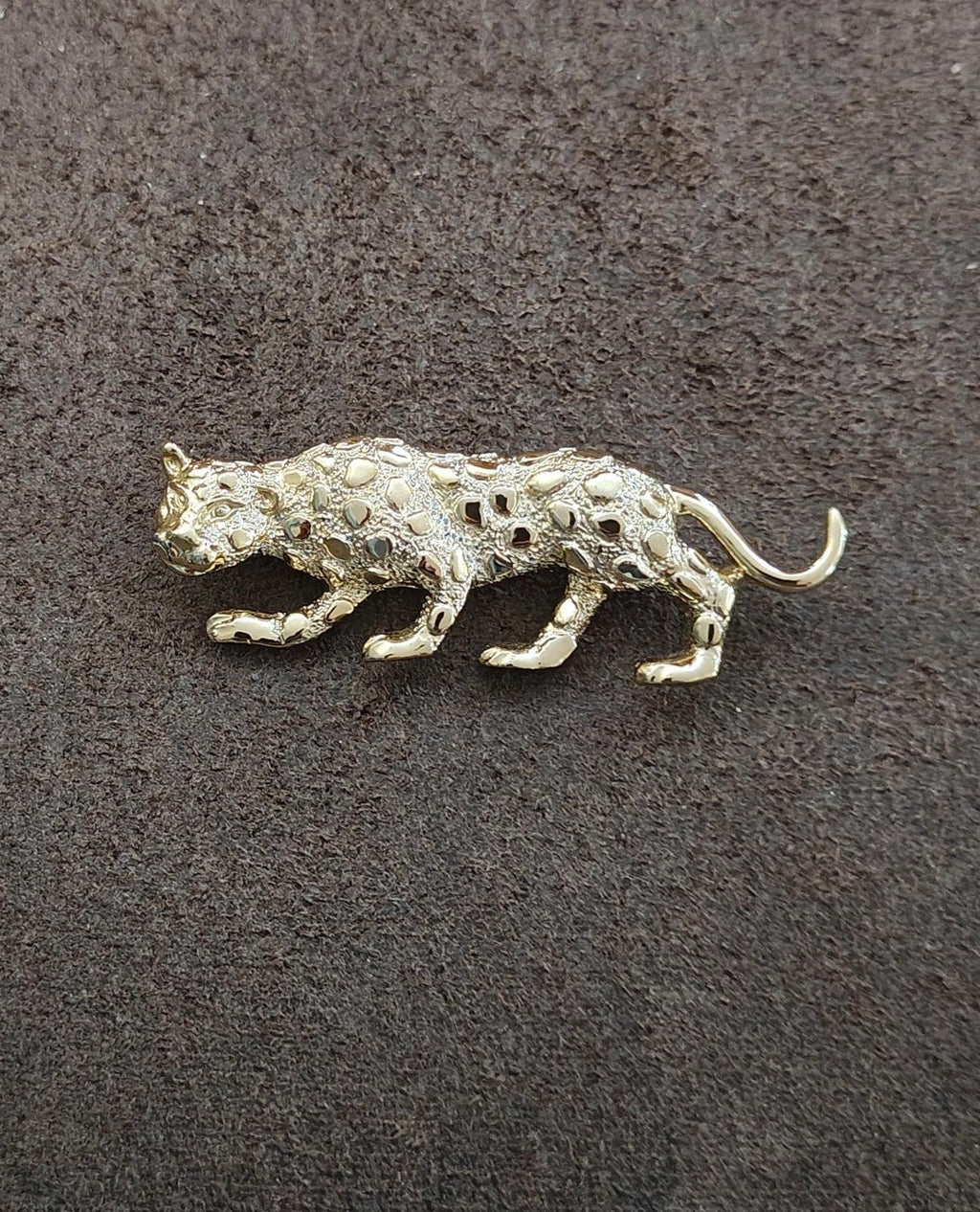 1980s Vintage Gerry's Silver Tone Textured Leopard Brooch Pin