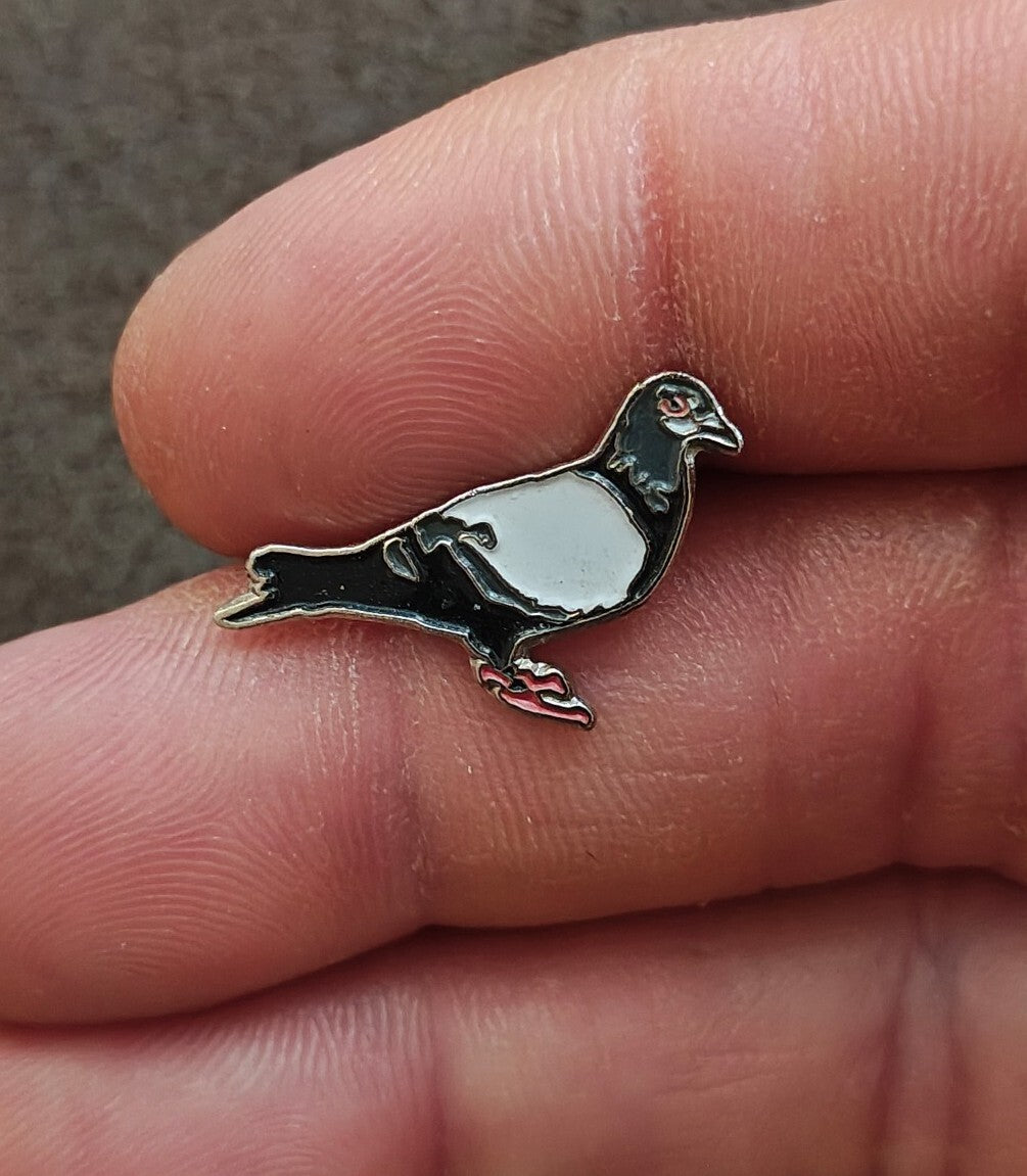 Miniature Pigeon Silver Tone Enamel Pin