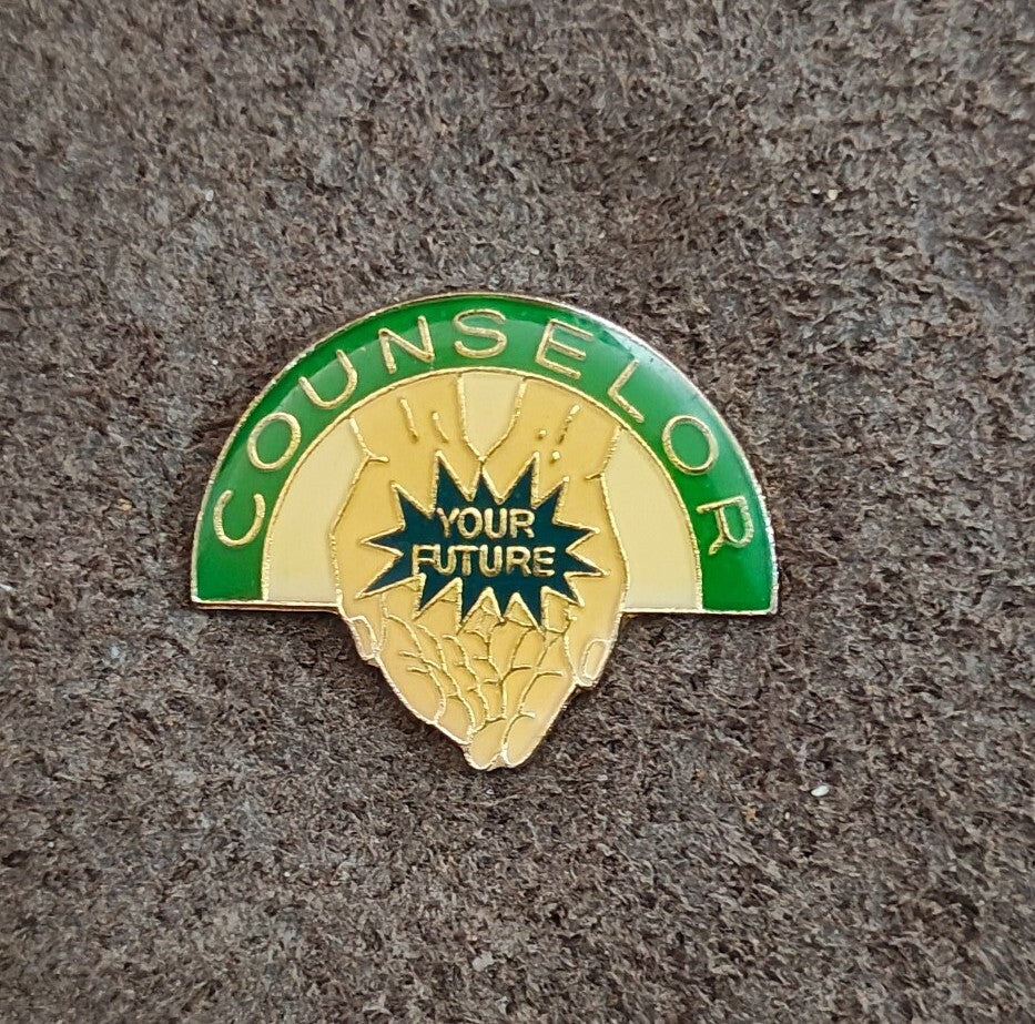 1989 Counselor Your Future Gold Tone Enamel Teacher Pin