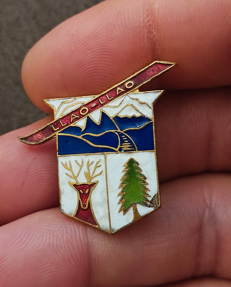 1940s LLAO LLAO Ski Resort Argentina Gold Tone Enamel Pin