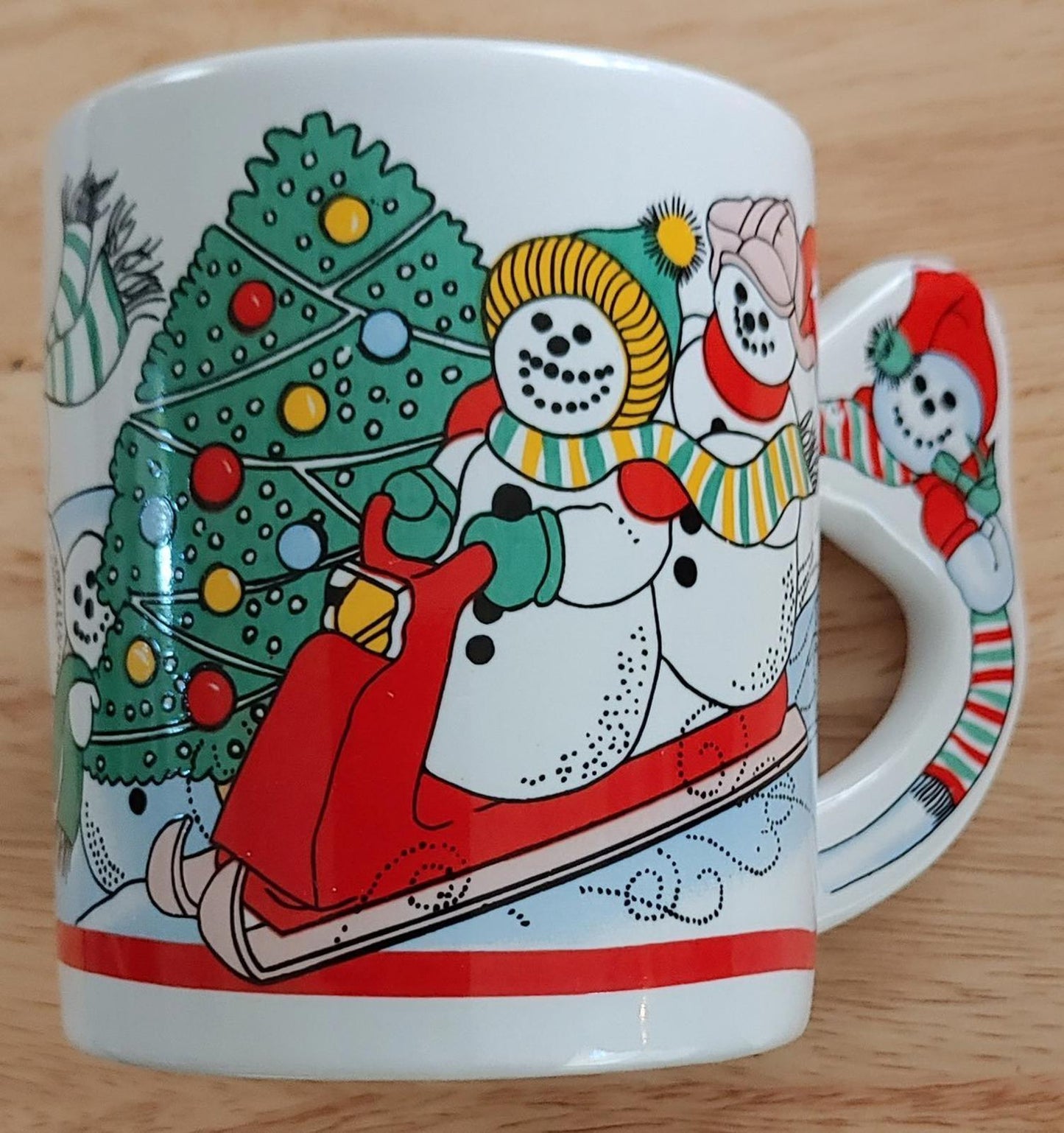 1990's Snowmen Sledding Coffee Mug