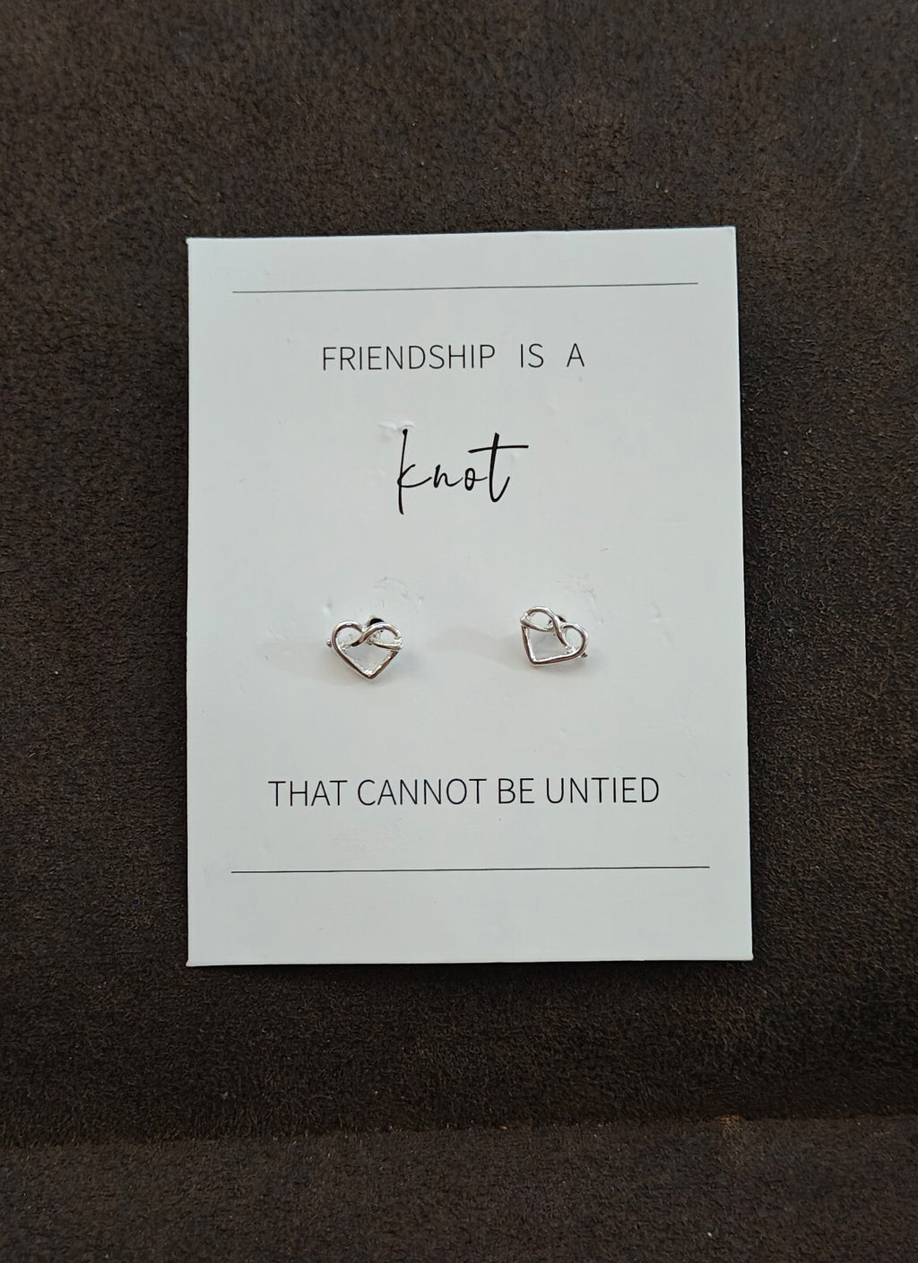 Friendship Knot Heart Stud Earrings New On Card