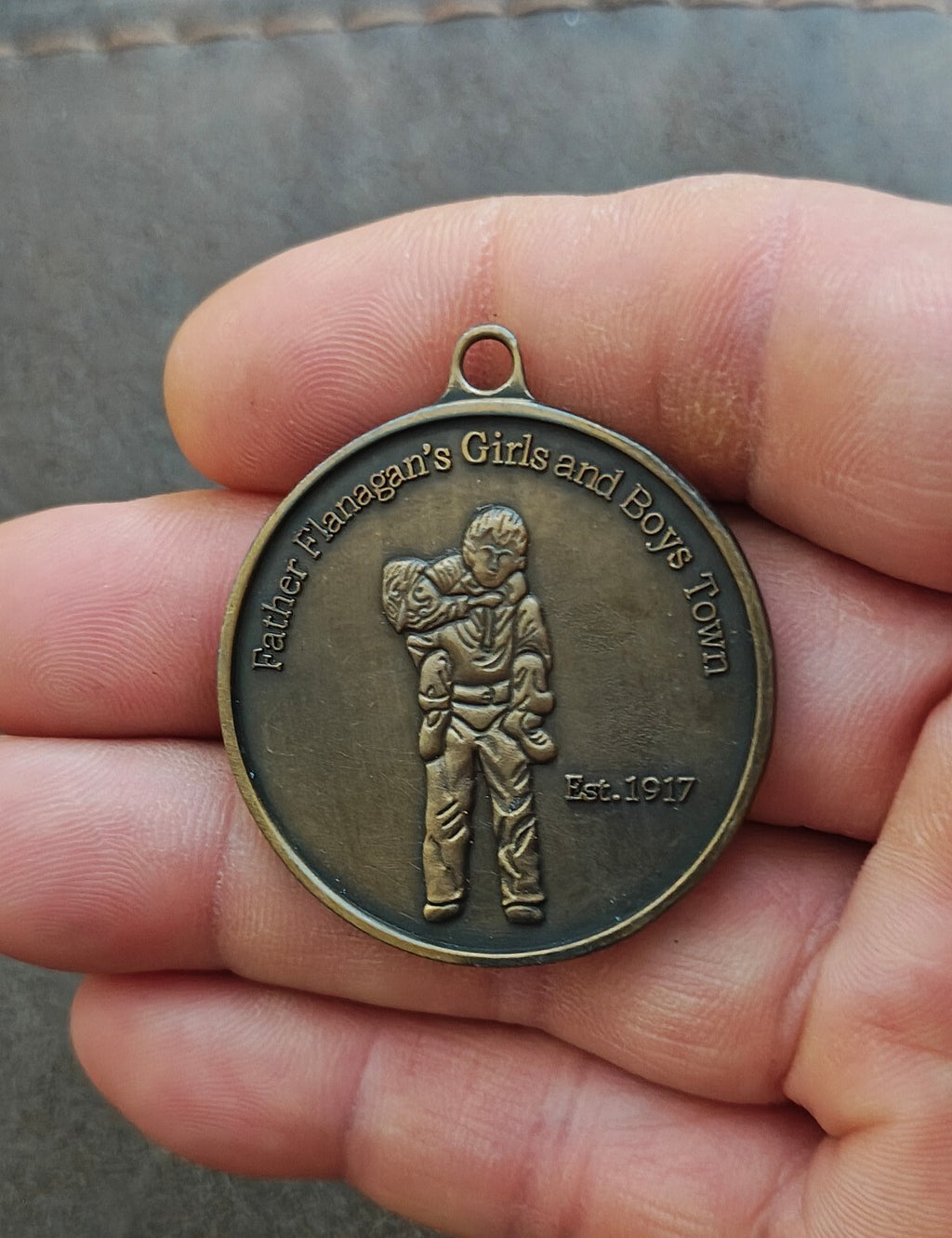 1990s Father Flanagan's Boys & Girls Town Silver Tone Medallion/Pendant