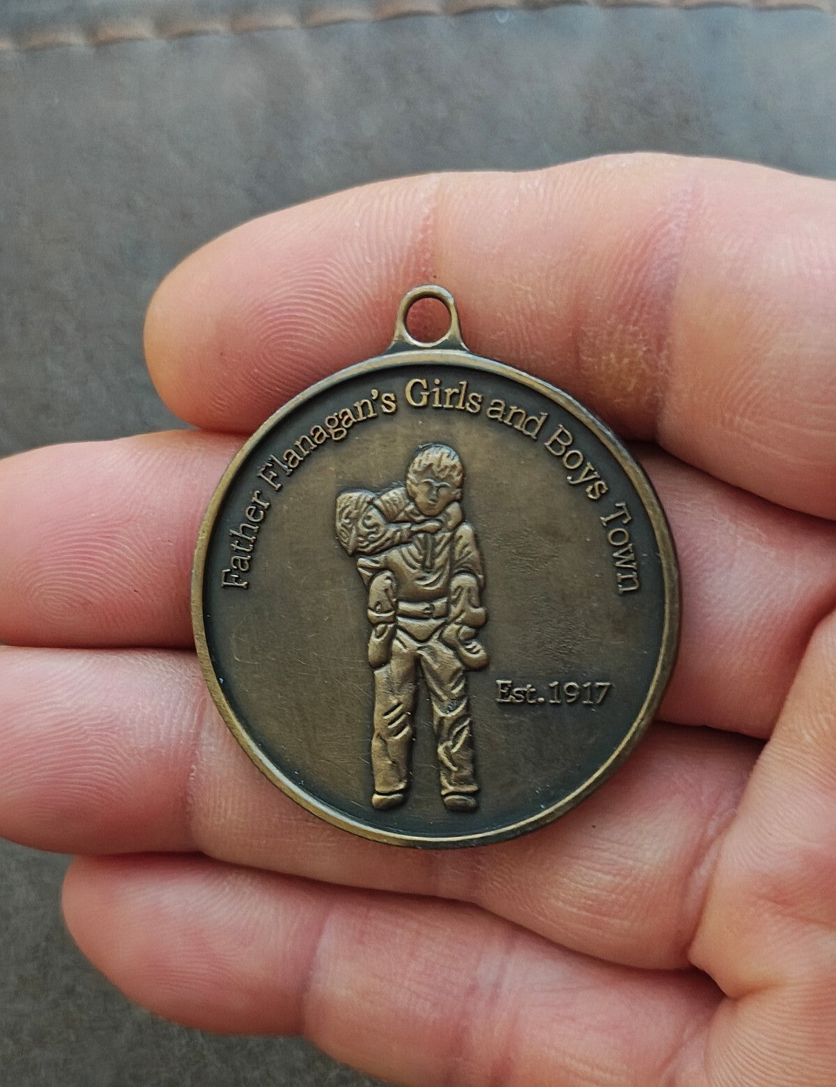 1990s Father Flanagan's Boys & Girls Town Silver Tone Medallion/Pendant