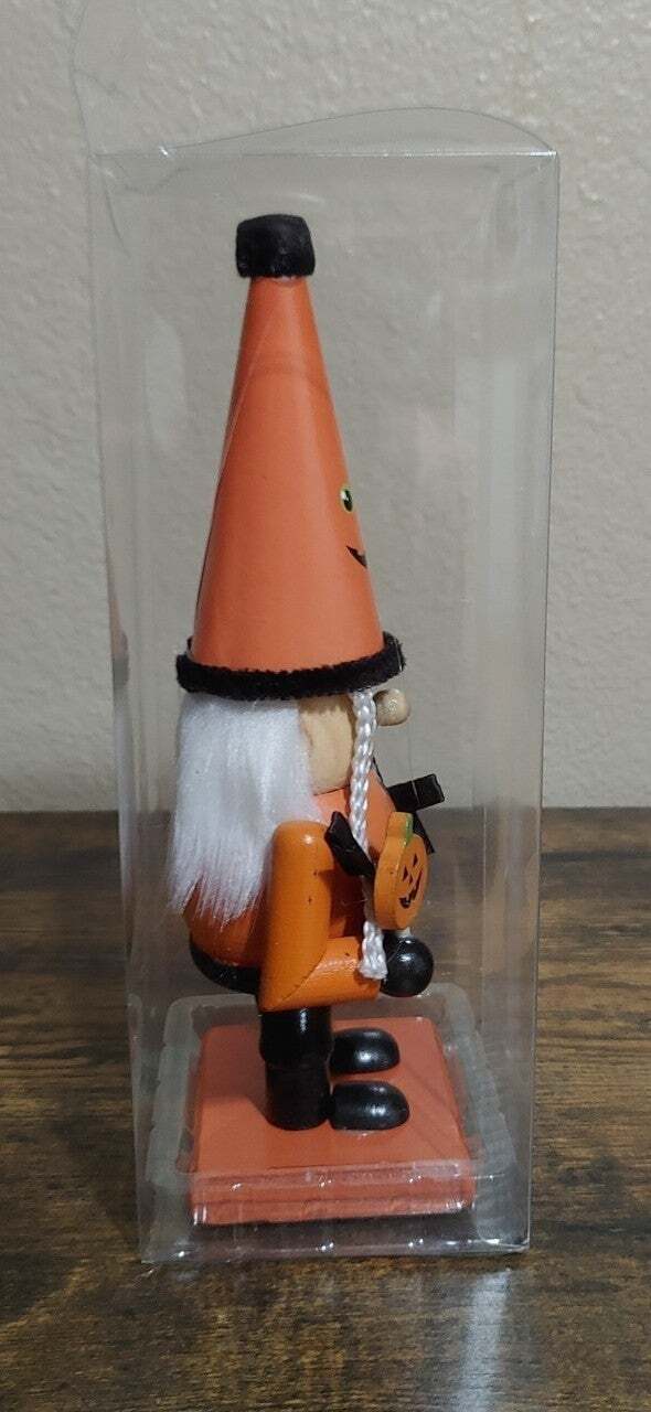 Halloween Pumpkin Gnome 9" Wooden Figure