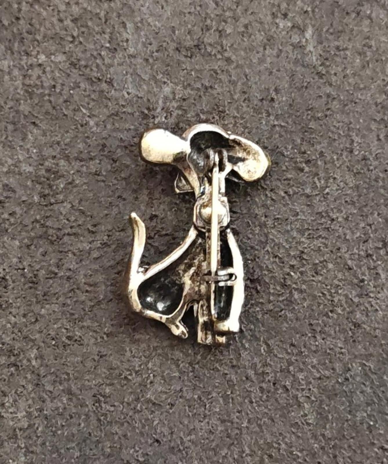 1950s/60s Textured Gold Tone Patchwork Dog Brooch