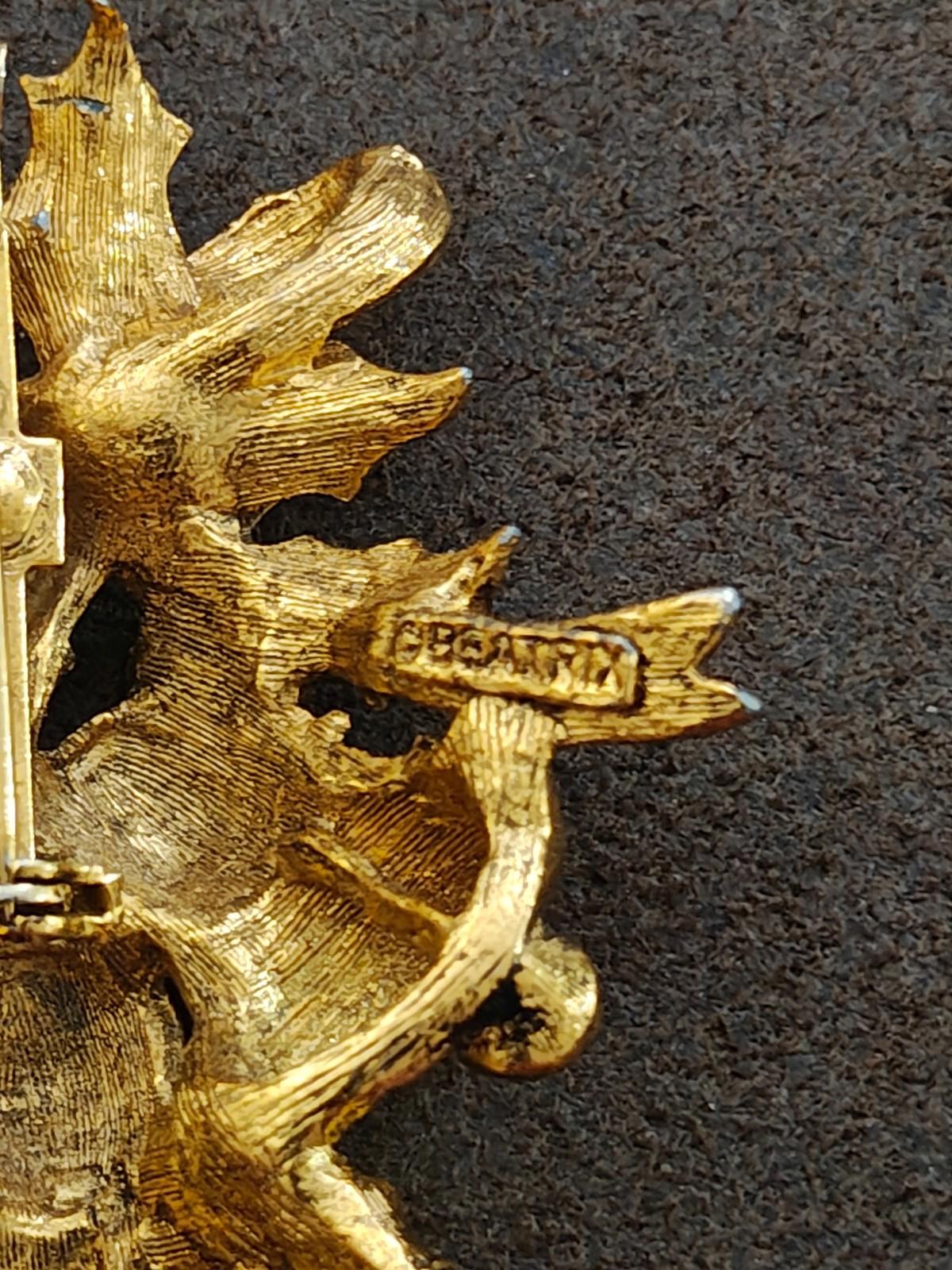 1970s Beatrix Gold Tone With Rhinestones Christmas Bell Brooch.