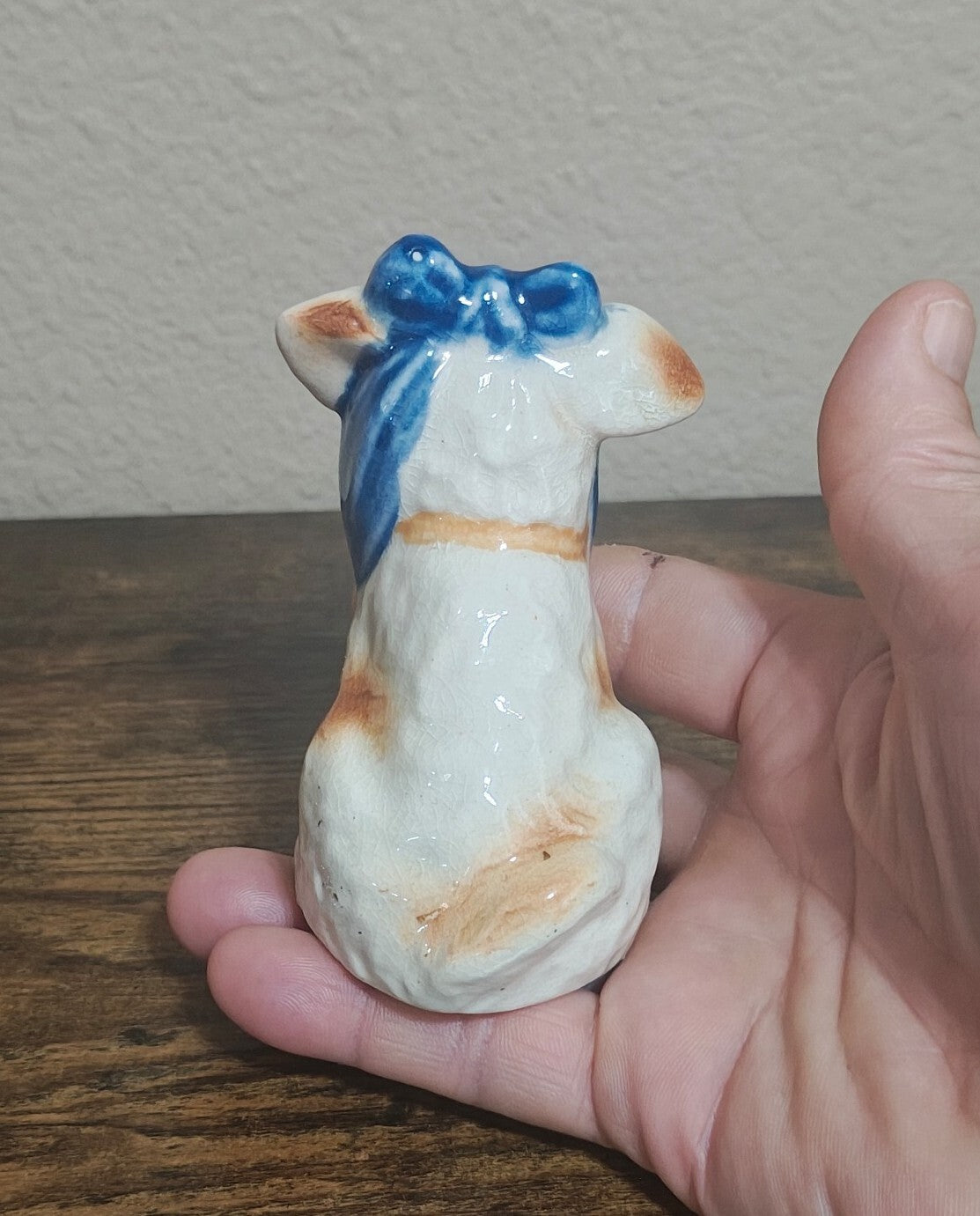 40s Made In Occupied Japan Porcelain Muggsy The Toothache Dog With Bow Figurine
