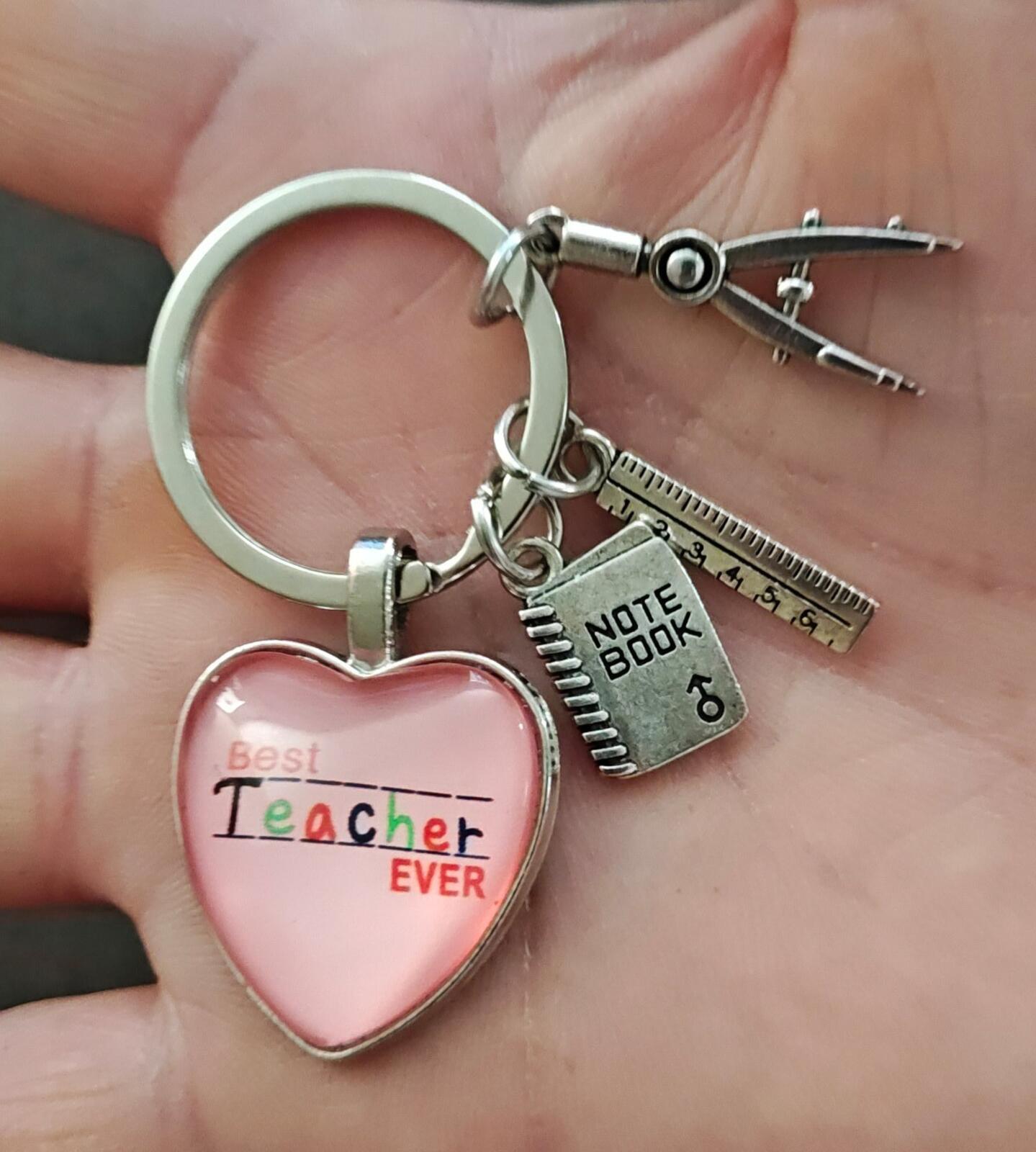 Best Teacher Ever Teacher Appreciation Silver Tone Keychain