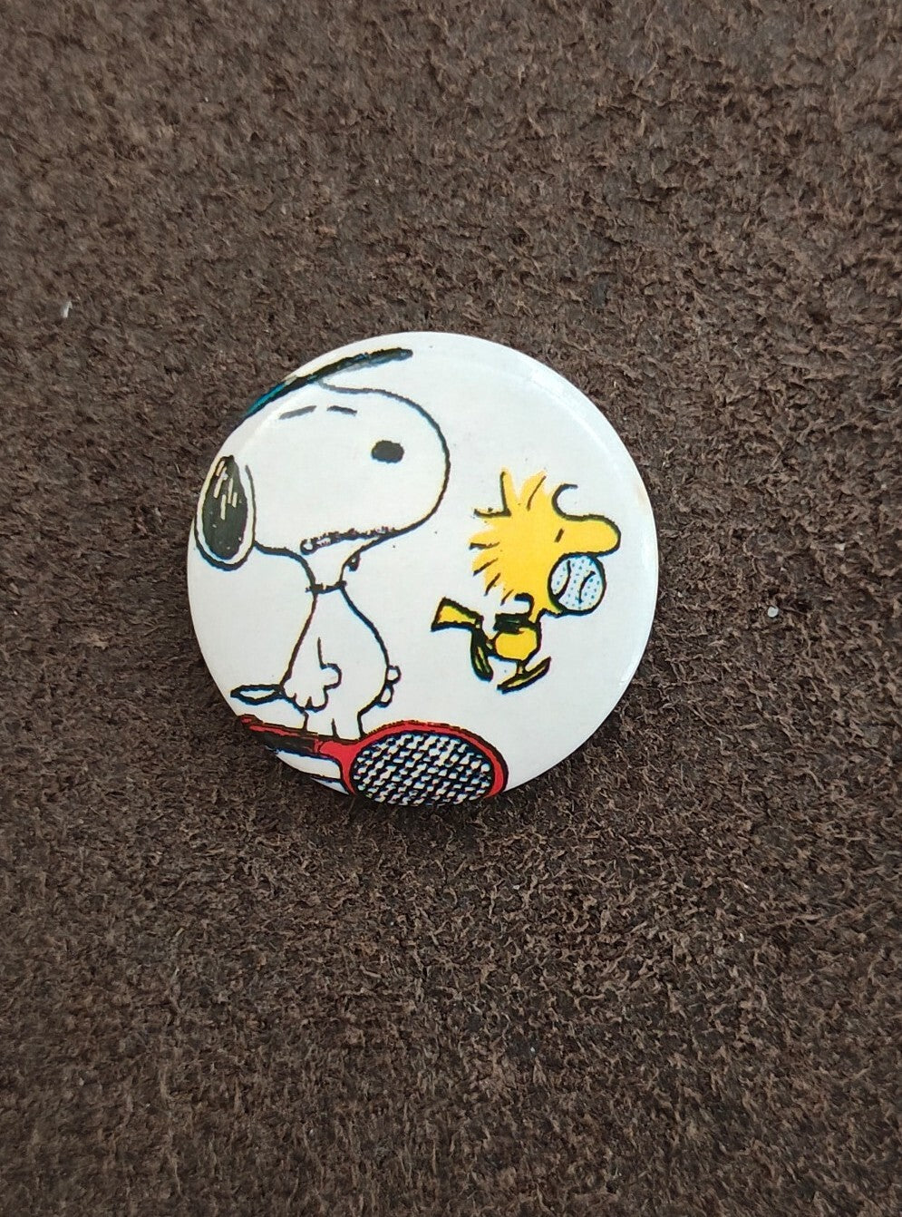 1970s/80s Peanuts Snoopy & Woodstock Tennis Pinback Button