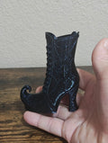 3D Printed Black Gothic Curled Toe Spider Web Witch Boot Small Vase/Holder