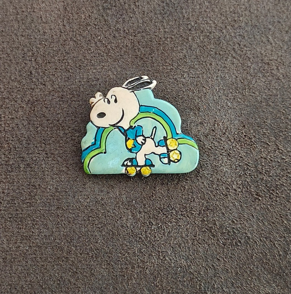 1970s Peanuts Snoopy Roller Skating Enamel Pin