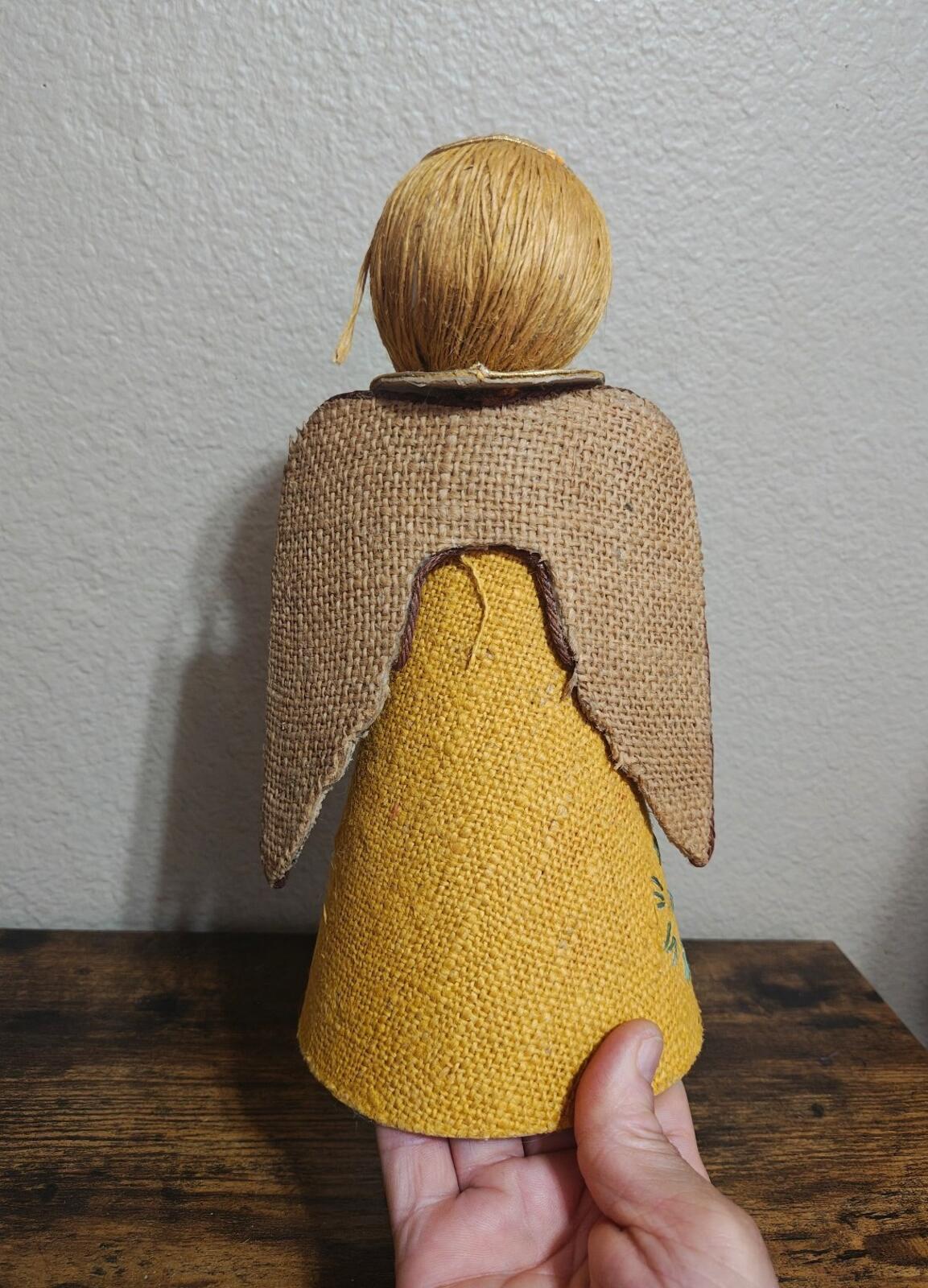 1960s/70s Handcrafted Burlap & Jute Angel Figurine/Tree Topper